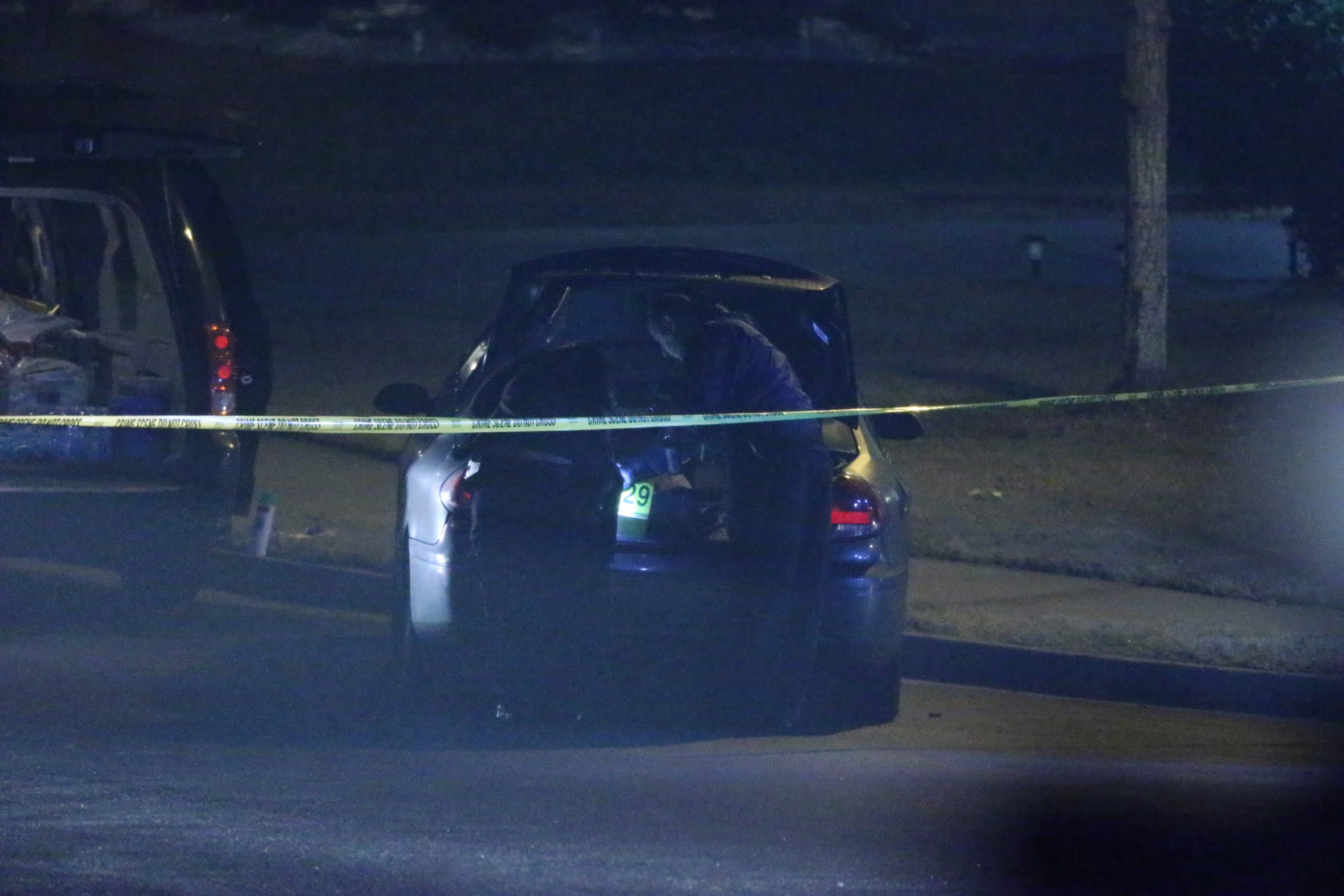The scene Wednesday morning on Chastain Way in the Parks at Cedar Grove subdivision off Cedar Grove Road after a veteran Fulton County police officer was shot and killed while responding to a call of shots fired near Fairburn.