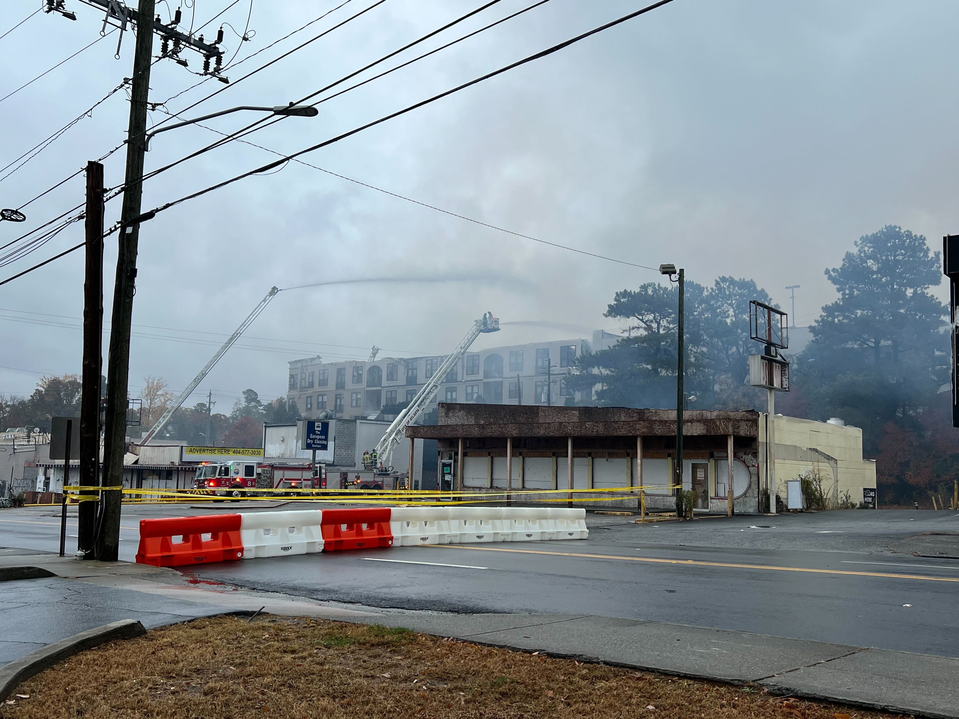 Parts of the complex's roof was swallowed by the flames and completely destroyed.