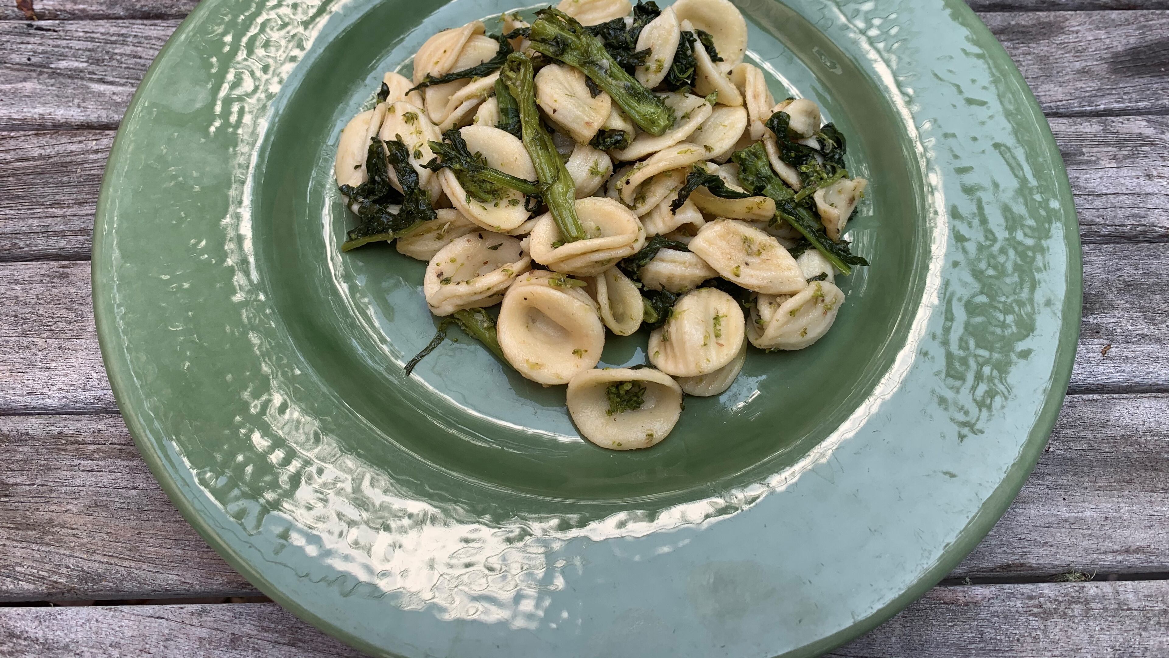 The key to making Orecchiette with Rapini and Anchovies is getting the bitterness of the rapini in check. (John Kessler for The Atlanta Journal-Constitution)