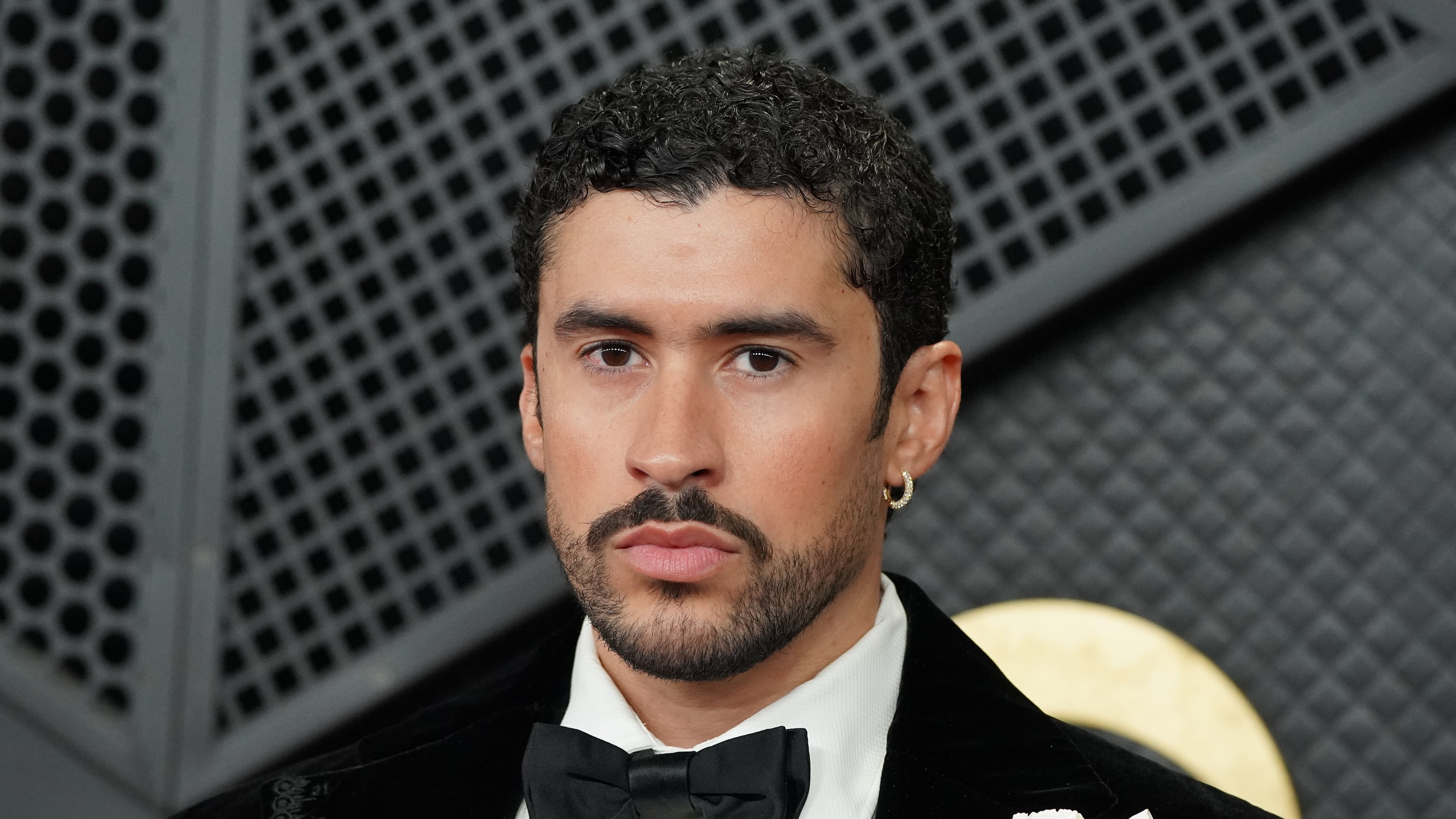 Bad Bunny arrives at the 68th annual Grammy Awards on Sunday, Feb. 1, 2026, in Los Angeles. (Photo by Jordan Strauss/Invision/AP)