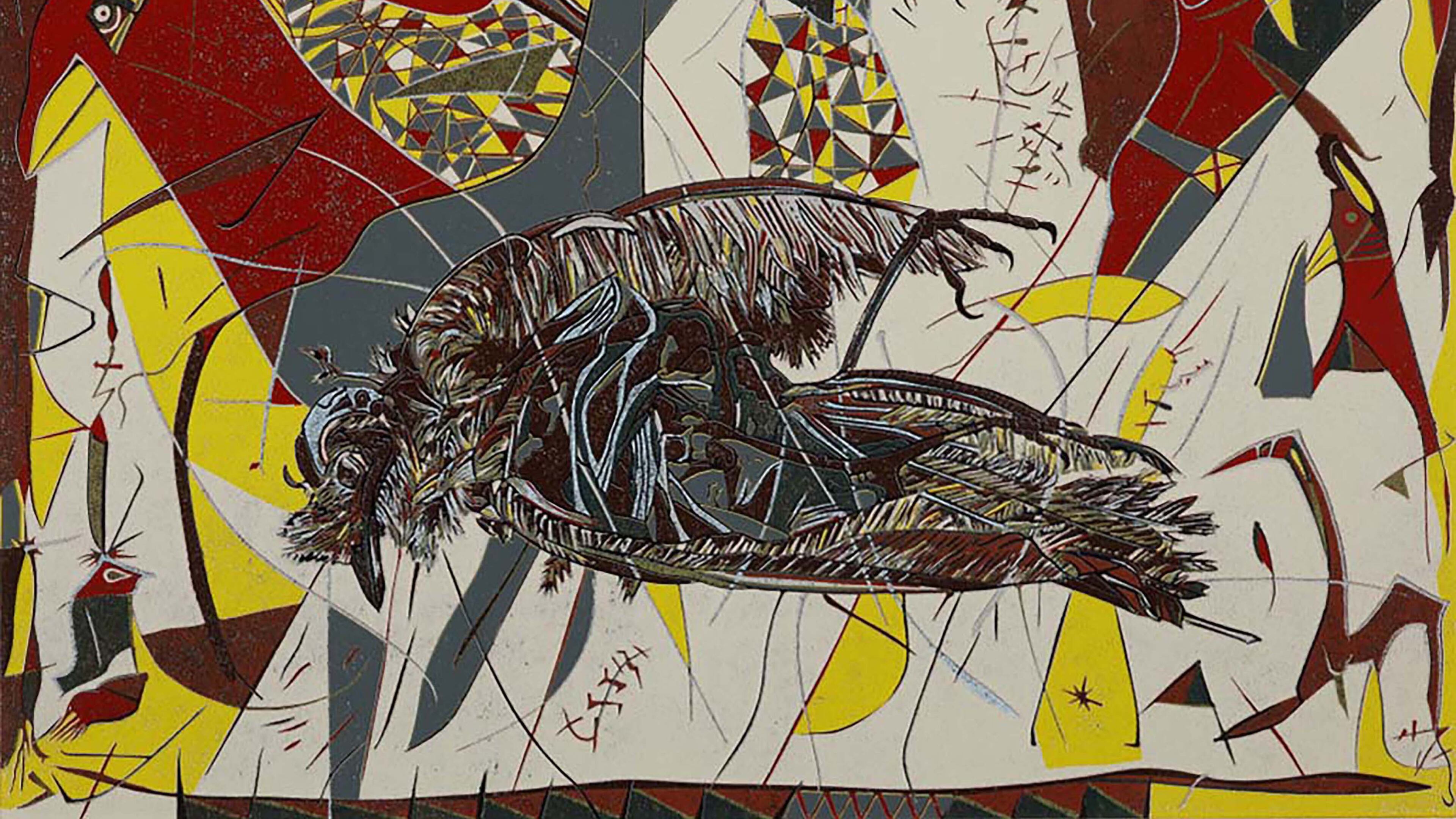 "Agitato Death" (1992) is one of the works in printmaker Norman J. Wagner's exhibit at Atlanta Printmakers Studio. Wagner is giving an artist talk on January 20 during a 4-6 p.m. closing reception.