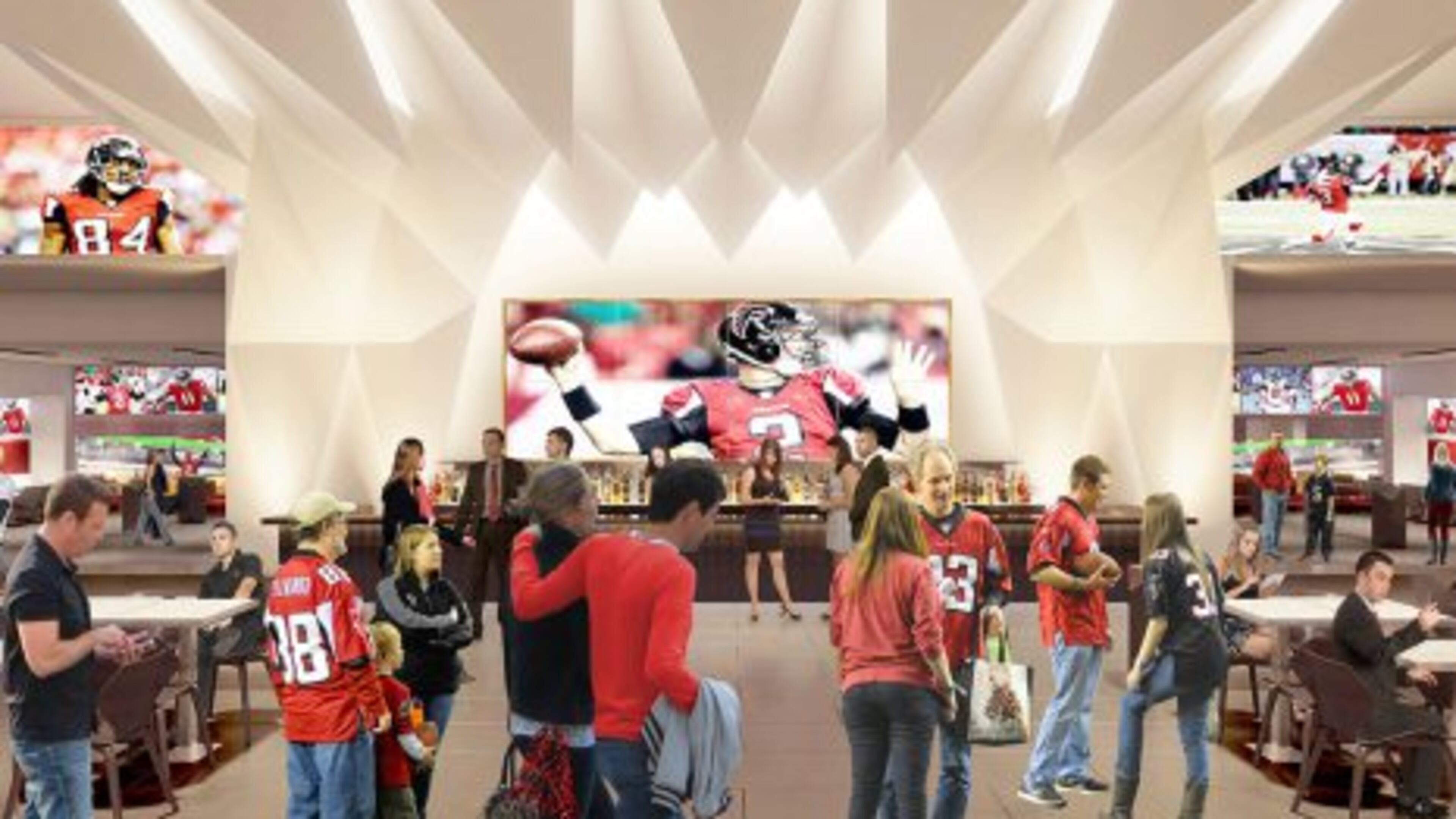 Consession area accessible to ticketbuyers in one of four club seating areas planned for the new Atlanta Falcons stadium.