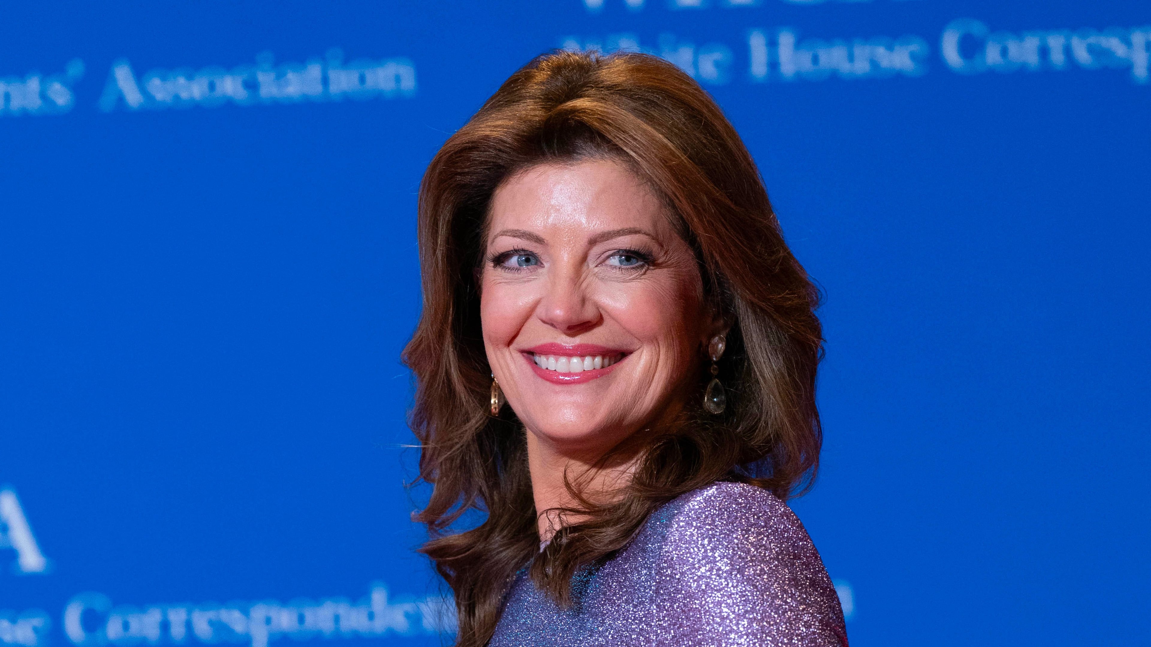 FILE - Norah O'Donnell poses as she arrives at the annual White House Correspondents' Association Dinner in Washington, April 25, 2026. (AP Photo/Jose Luis Magana, File)