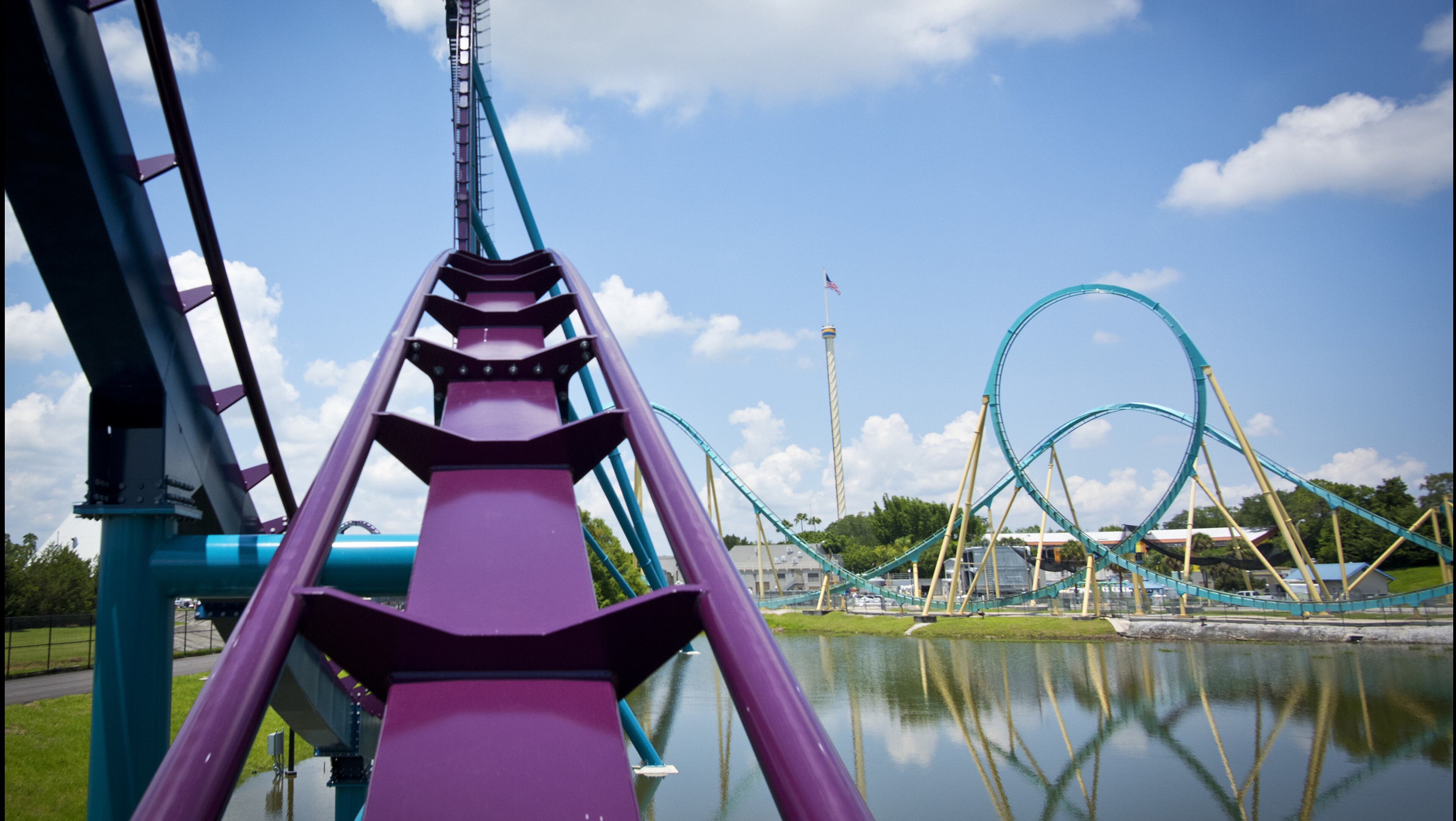 An undated handout photo of the new Mako coaster, billed as Orlando’s tallest coaster, at Seaworld. This year’s new roller coasters, as always, promise new speed and height records. The latest twist is that some add virtual reality elements. (Seaworld Orlando via The New York Times)
