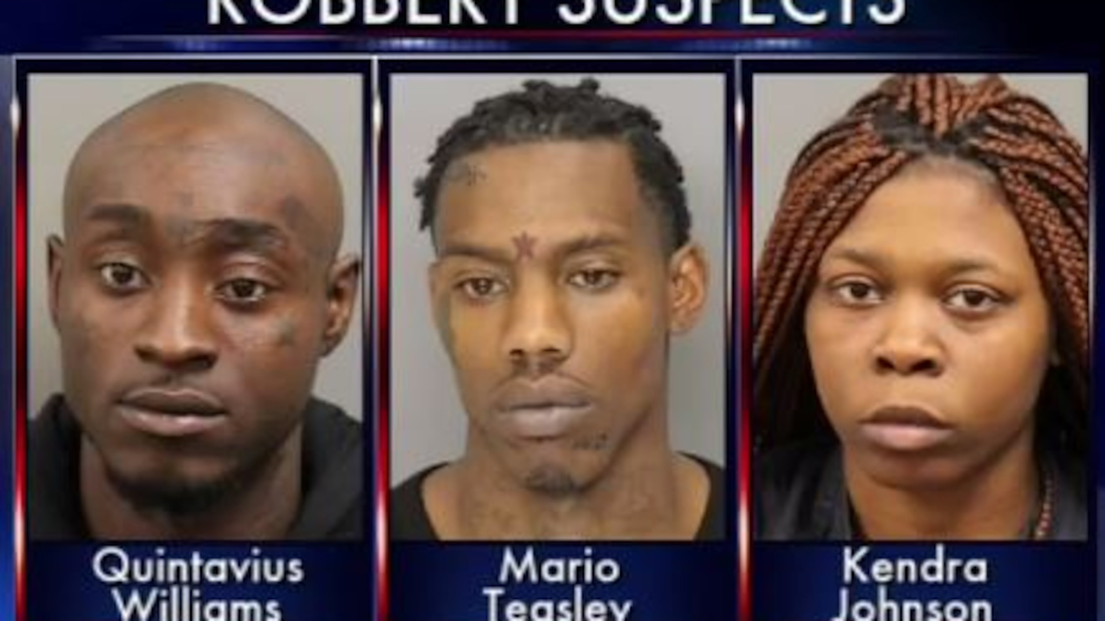 Quintavius Williams, Mario Teasley and Kendra Johnson are accused of multiple crimes.
