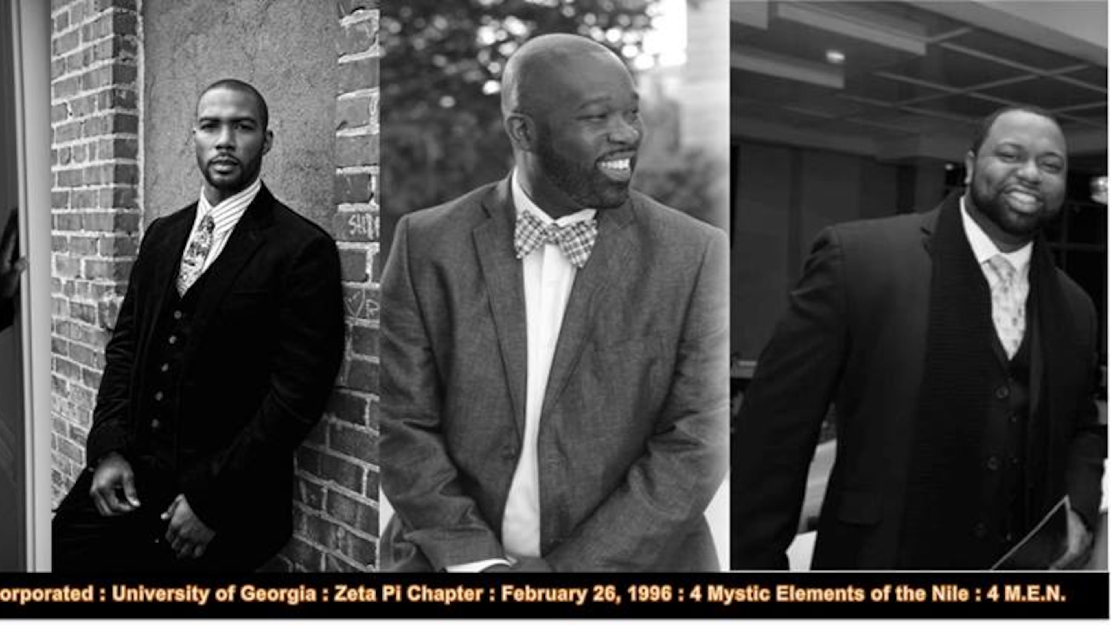 The "Four Mystic Elements of the Nile" (4 M.E.N.) pledged Alpha Phi Alpha at the University of Georgia in the spring of 1996. Anthony Tillman, Omari Hardwick, Tavares Stephens and James Bailey. "These men became my brothers," Bailey said. "They were beside me when I lost my mother just three months after crossing the burning sands. We have watched each other marry, are the godparents to each other’s children, and they will stand beside me at the alter next year when I say “I do.” They have been a constant source of inspiration, support and friendship. They have changed my life forever."