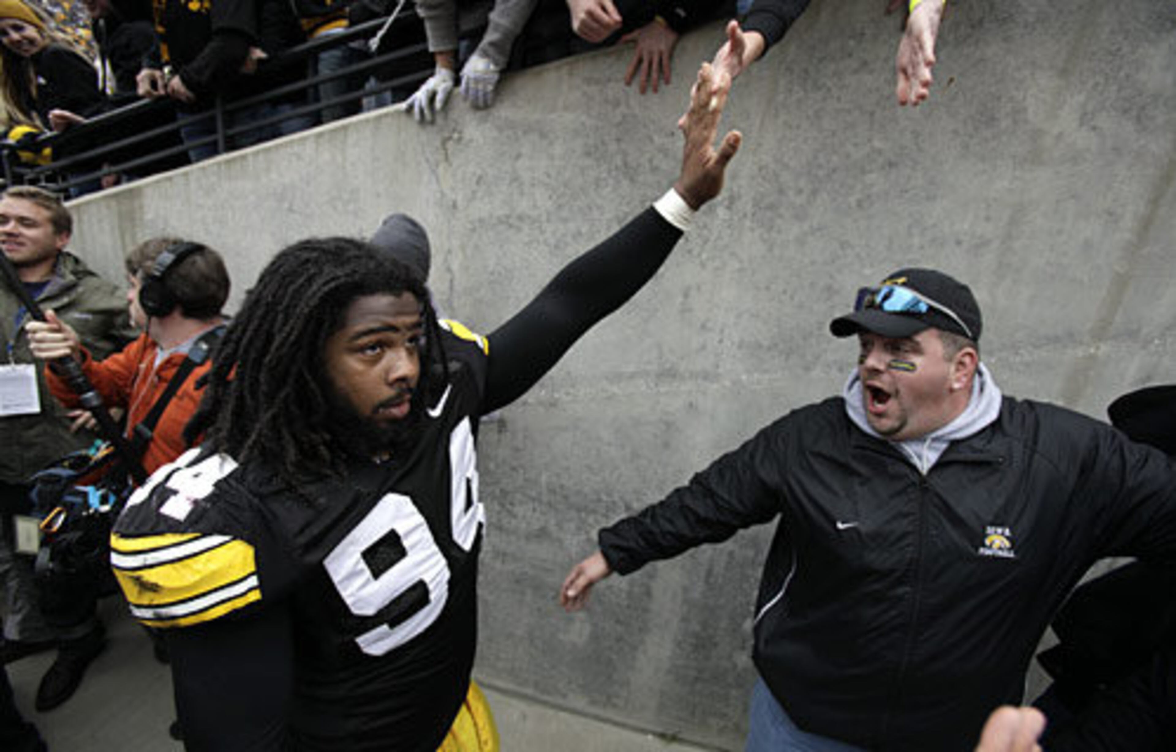 Iowa DE ADRIAN CLAYBORN (94) was selected First Team All-Big Ten for the 2009 season.