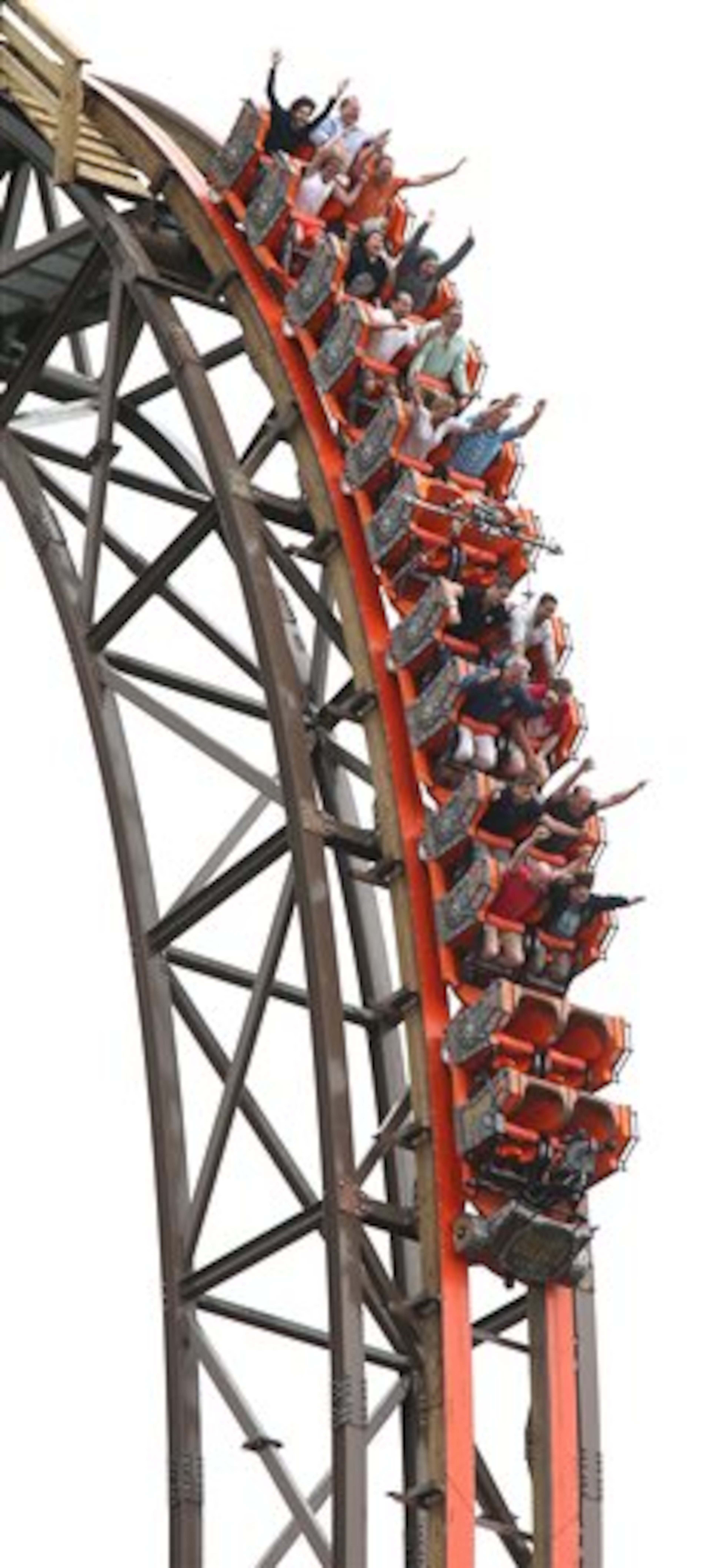 Riders go into a vertical drop from the top of Goliath, Wednesday, June 18, 2014. (Geoff Scheerer/AP )