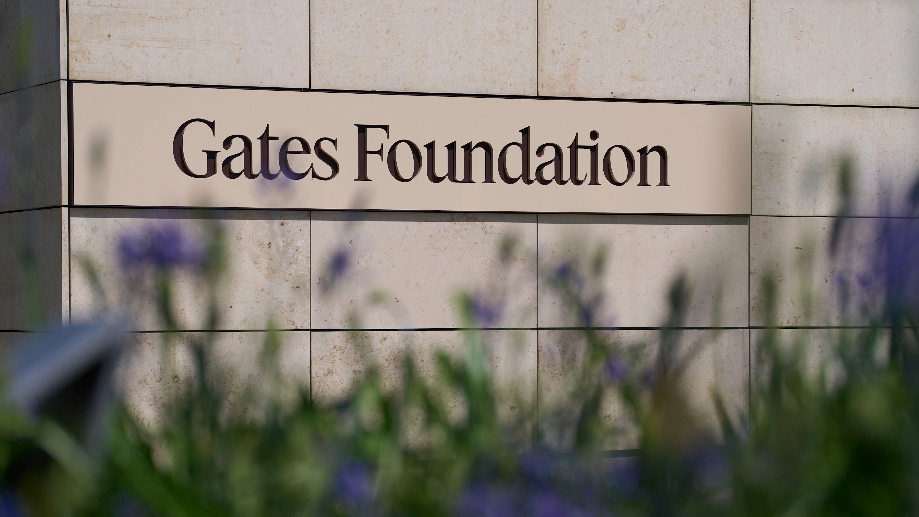 FILE - The Gates Foundation campus sign is seen on April 30, 2025, in Seattle. (AP Photo/Lindsey Wasson, File)