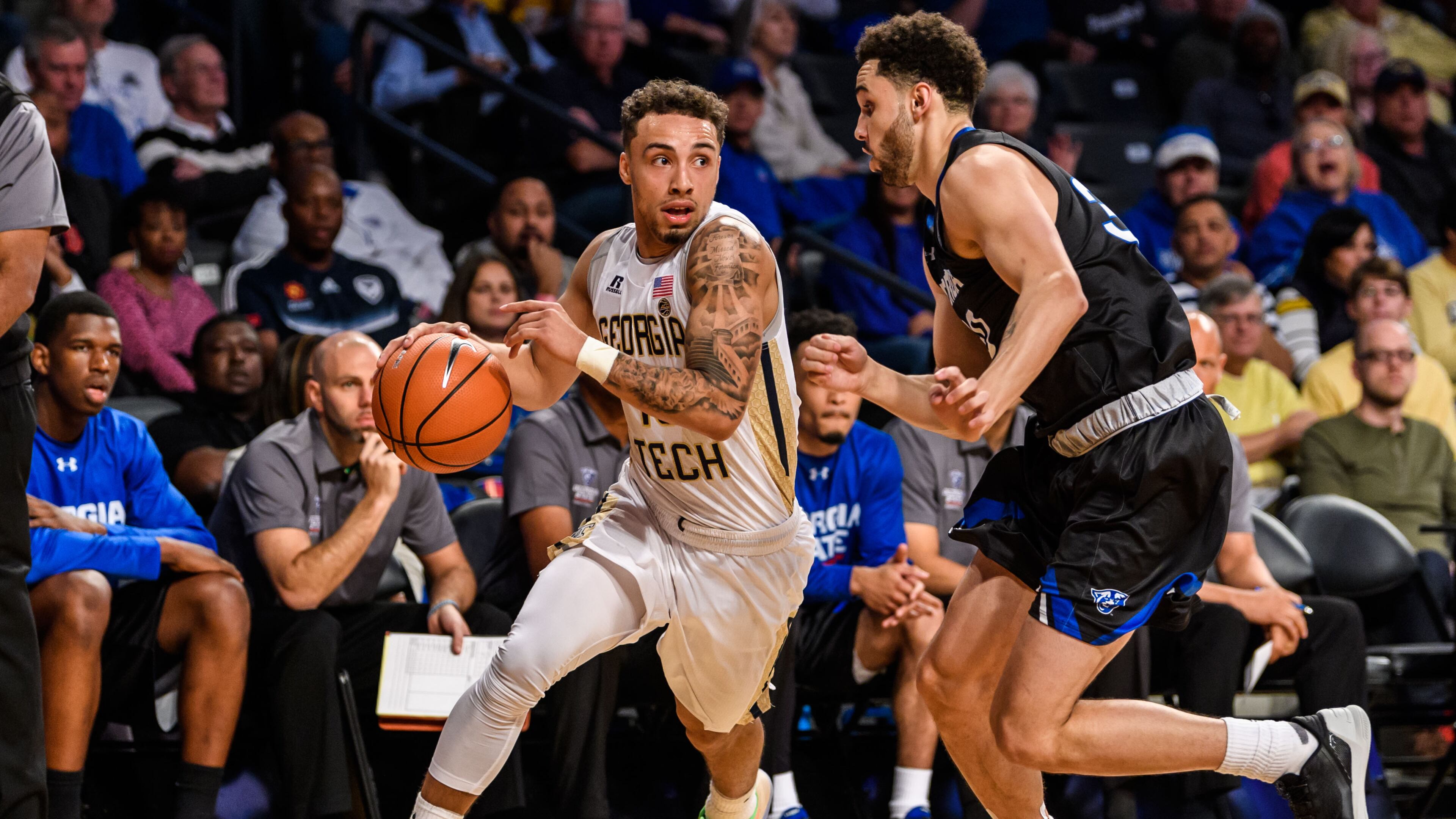 Georgia Tech guard Jose Alvarado vs. Georgia State in an exhibition game October 28, 2017.