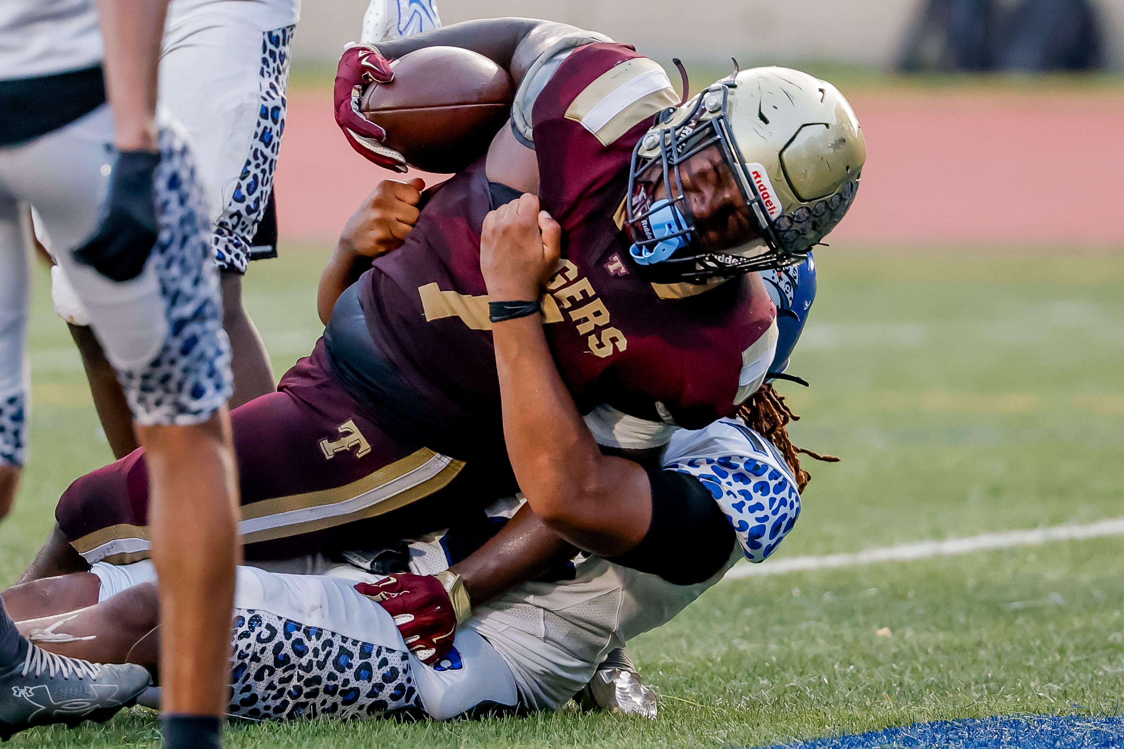 Tucker running back Jamare Tolliver scores against Stephenson during the first half of their game at Hallford Stadium on Friday, Sept. 4, 2026, in Clarkston. (Erik S. Lesser for the AJC)