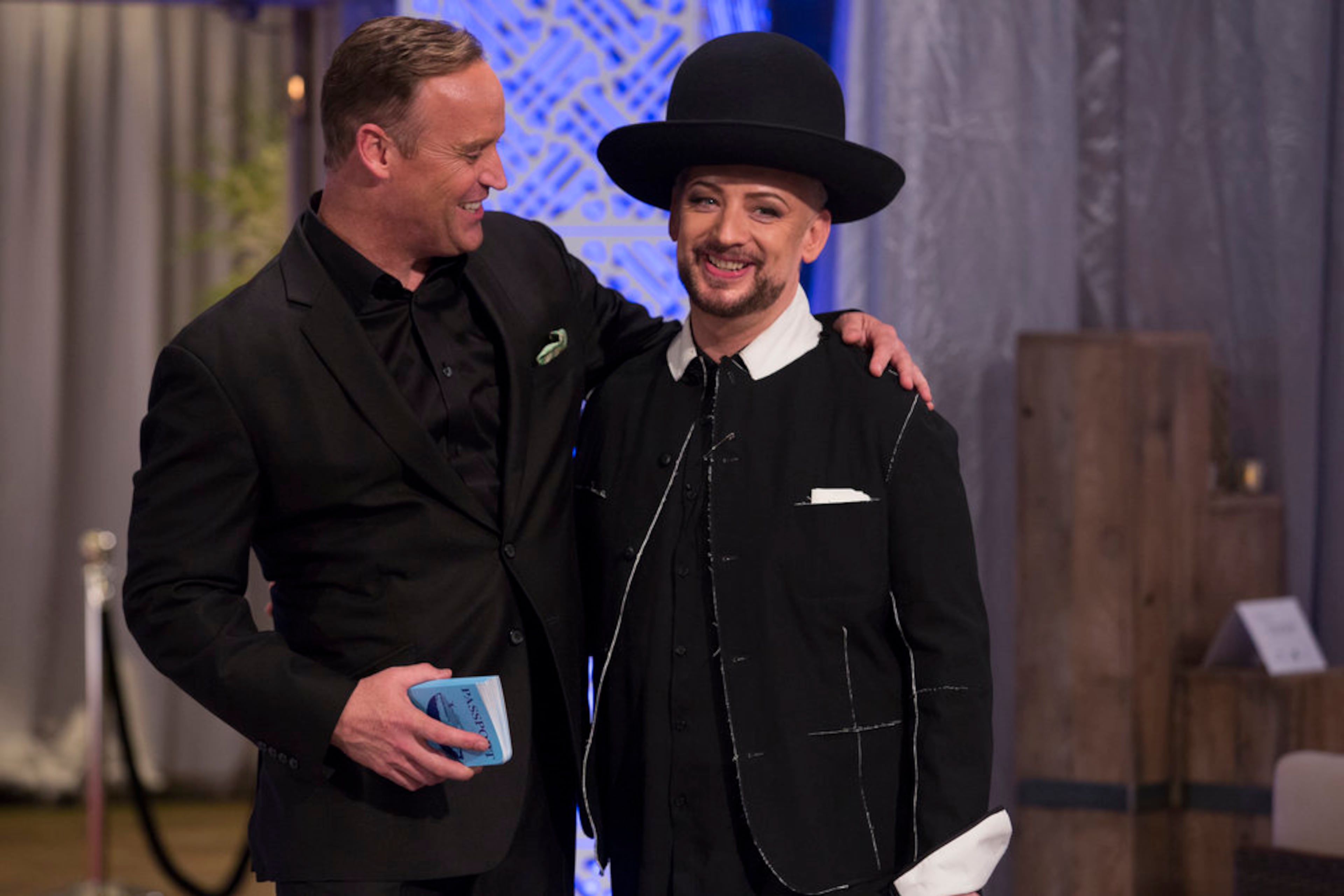 THE NEW CELEBRITY APPRENTICE -- "I Don't Have Time For Anyone's Ego Except My Own" Episode 1513 -- Pictured: (l-r) Matt Iseman, Boy George -- (Photo by: Luis Trinh/NBC)