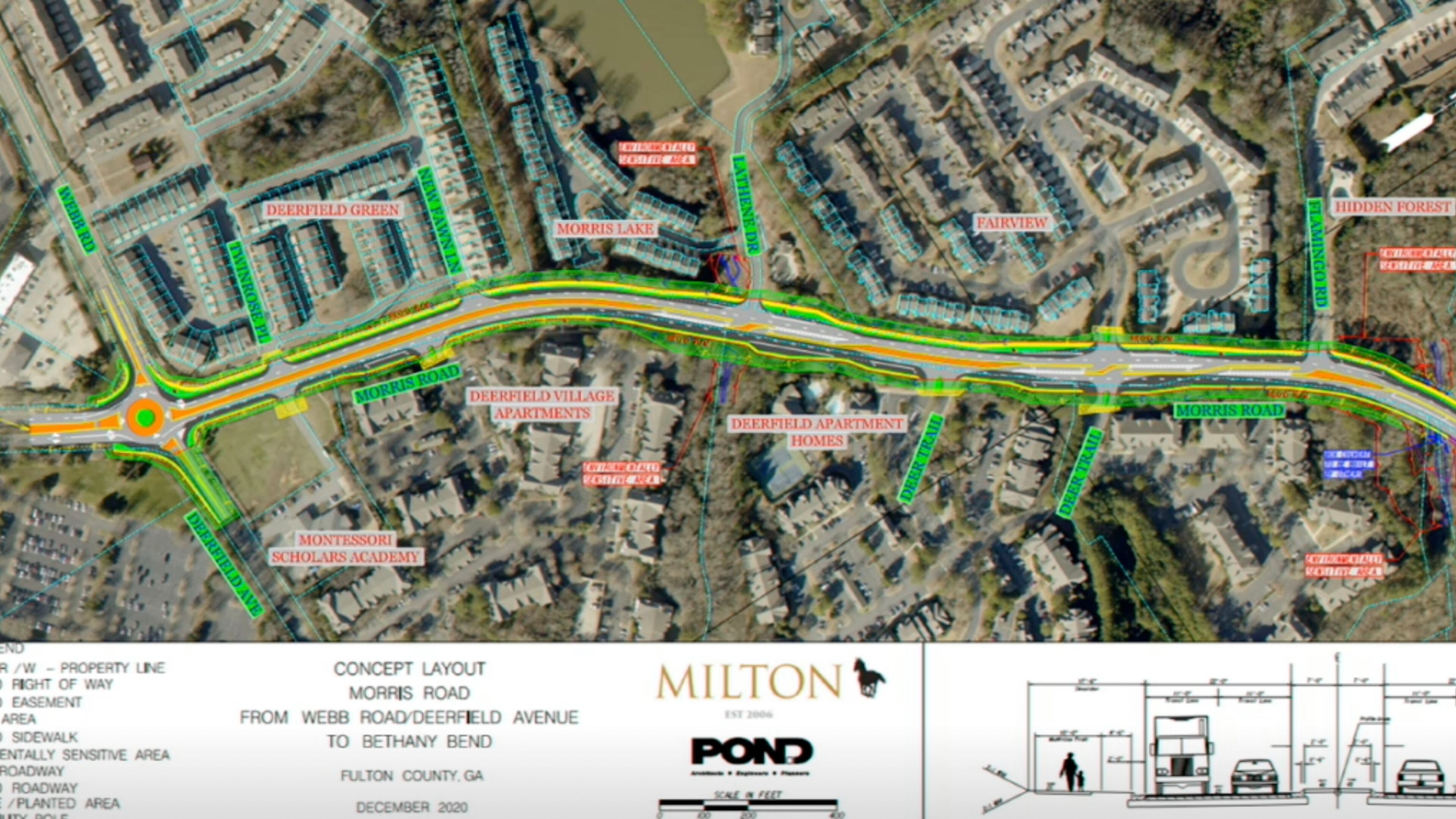 Milton is proposing to widen Morris Road from two to four lanes from its intersection with Webb Road to Bethany Bend. (Courtesy City of Milton)