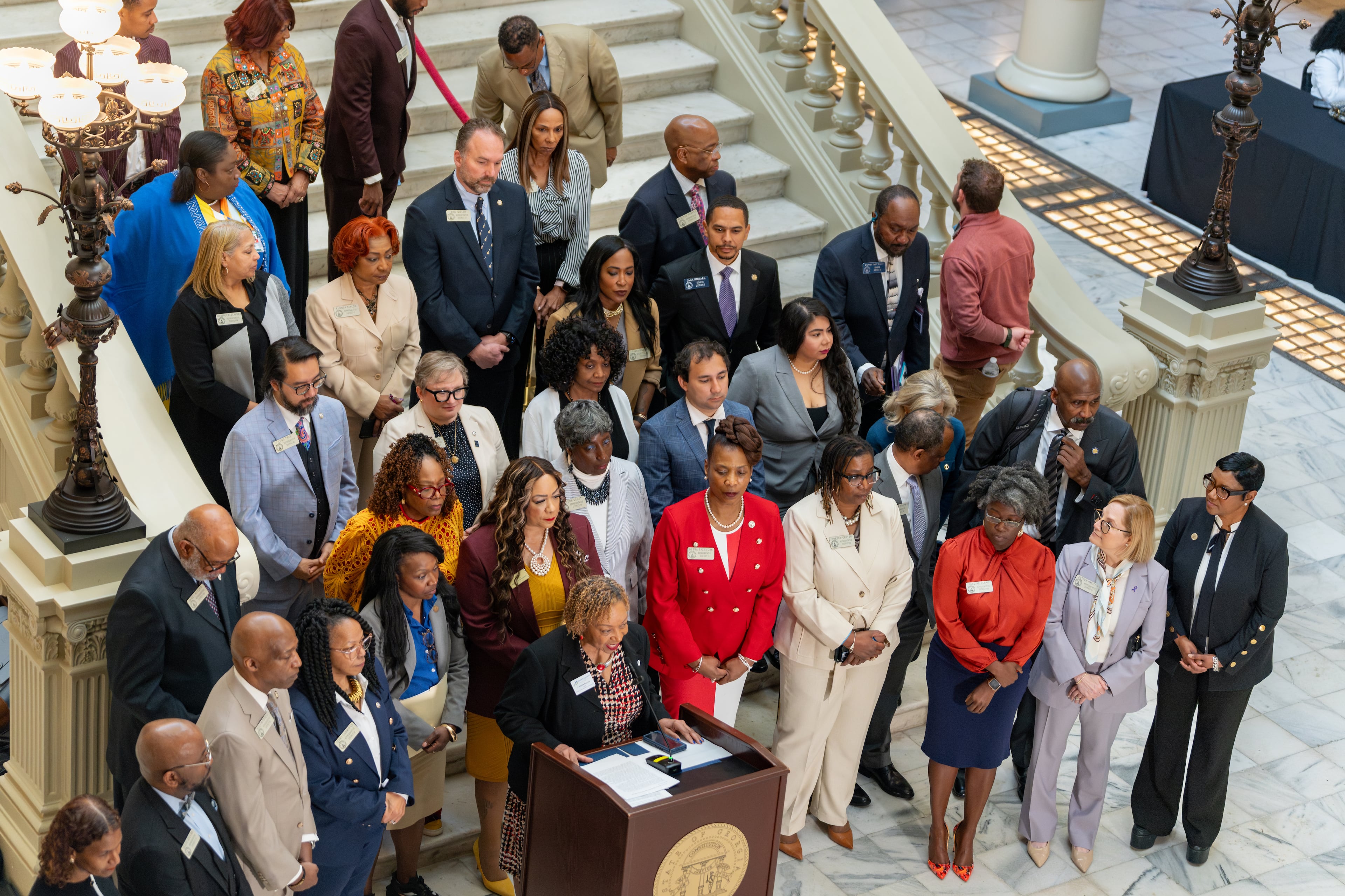 Local leaders across metro Atlanta last month excoriated a Republican-passed bill that would make most local races in Georgia's most populous, and most Democratic, counties nonpartisan. (Ben Hendren for the AJC)