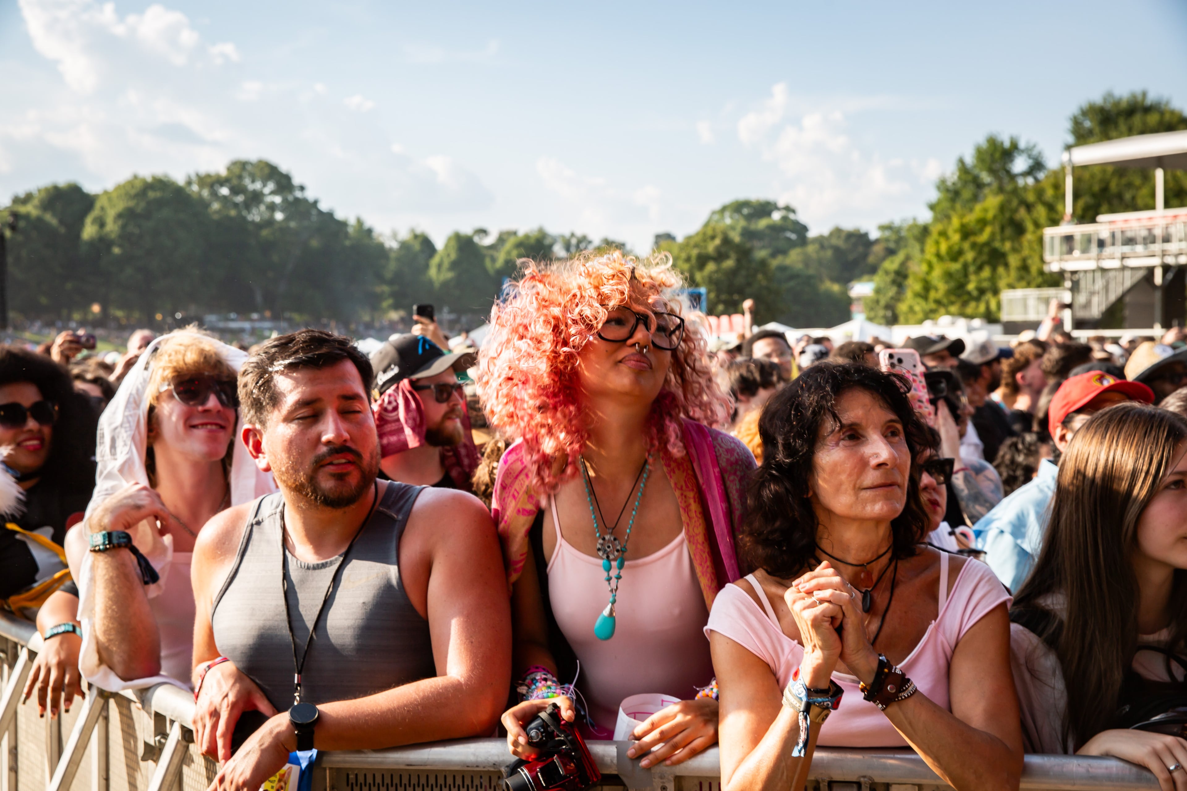 A crowd gathers to see Hot Mulligan perform Friday, Sept. 18, 2026, on the Peachtree Stage at Shaky Knees in Piedmont Park in Atlanta. (Ryan Fleisher for the AJC)