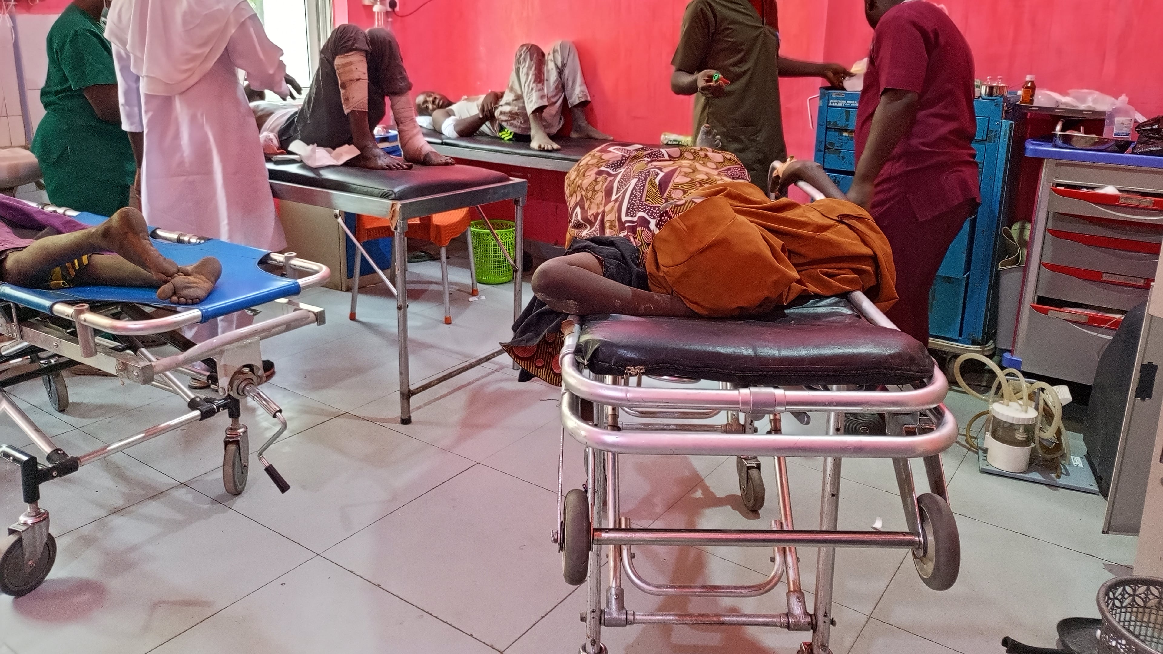 Victims of Monday's bomb blast at a market receives treatment at a hospital in Maiduguri, Nigeria, Tuesday, March 17, 2026. (AP Photo/Jossy Ola)