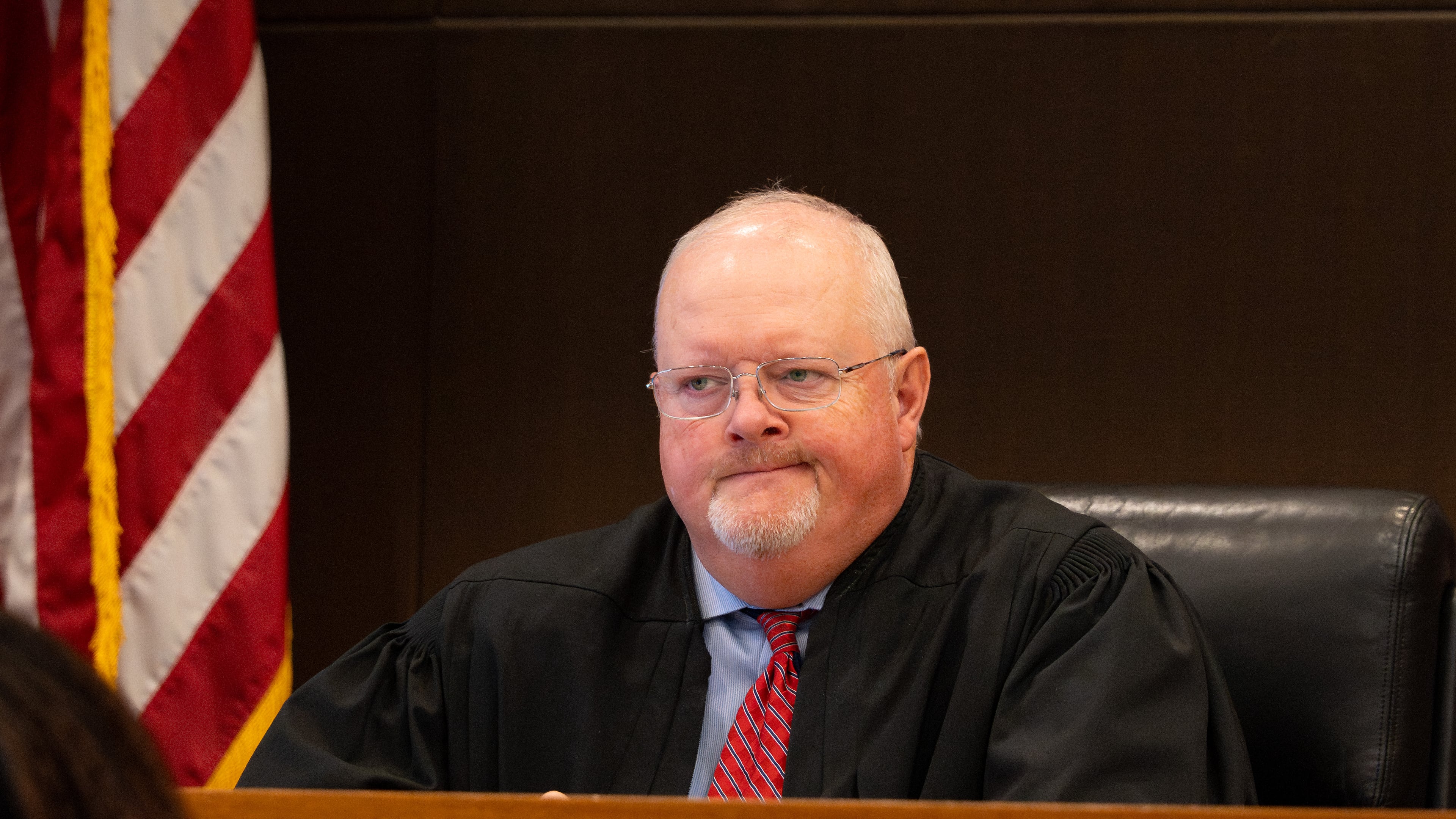 Fulton County Magistrate Court Judge Todd Ashley hears testimony at a hearing on Wednesday, Dec. 10, 2025, in the case against Shannen Grimes, who faces a murder charge in the death of her daughter. (Ben Hendren for the AJC)