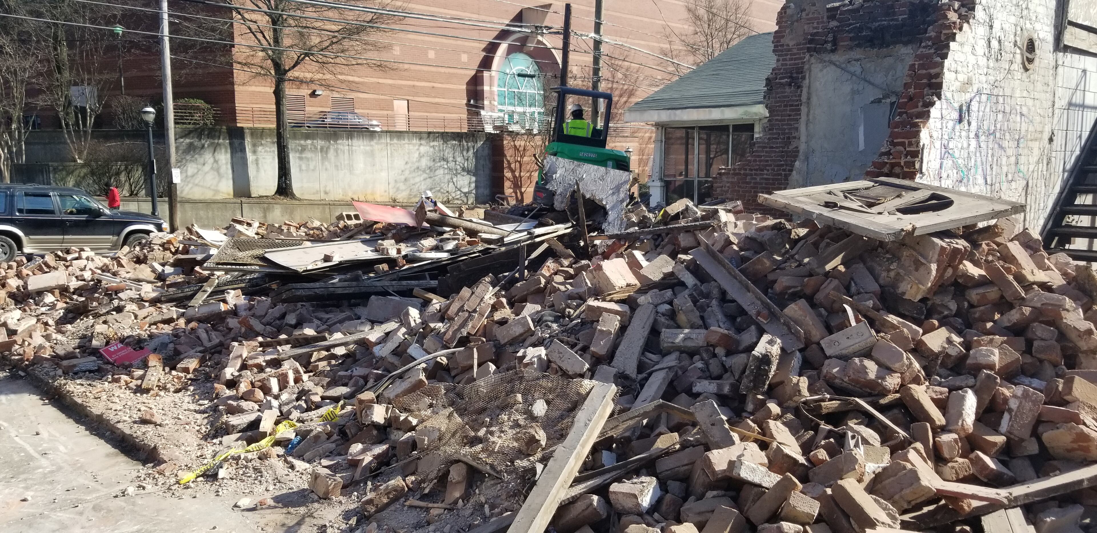 The building, that for two years housed a mural of Colin Kaepernick, was demolished this week on the even of Super Bowl LIII.