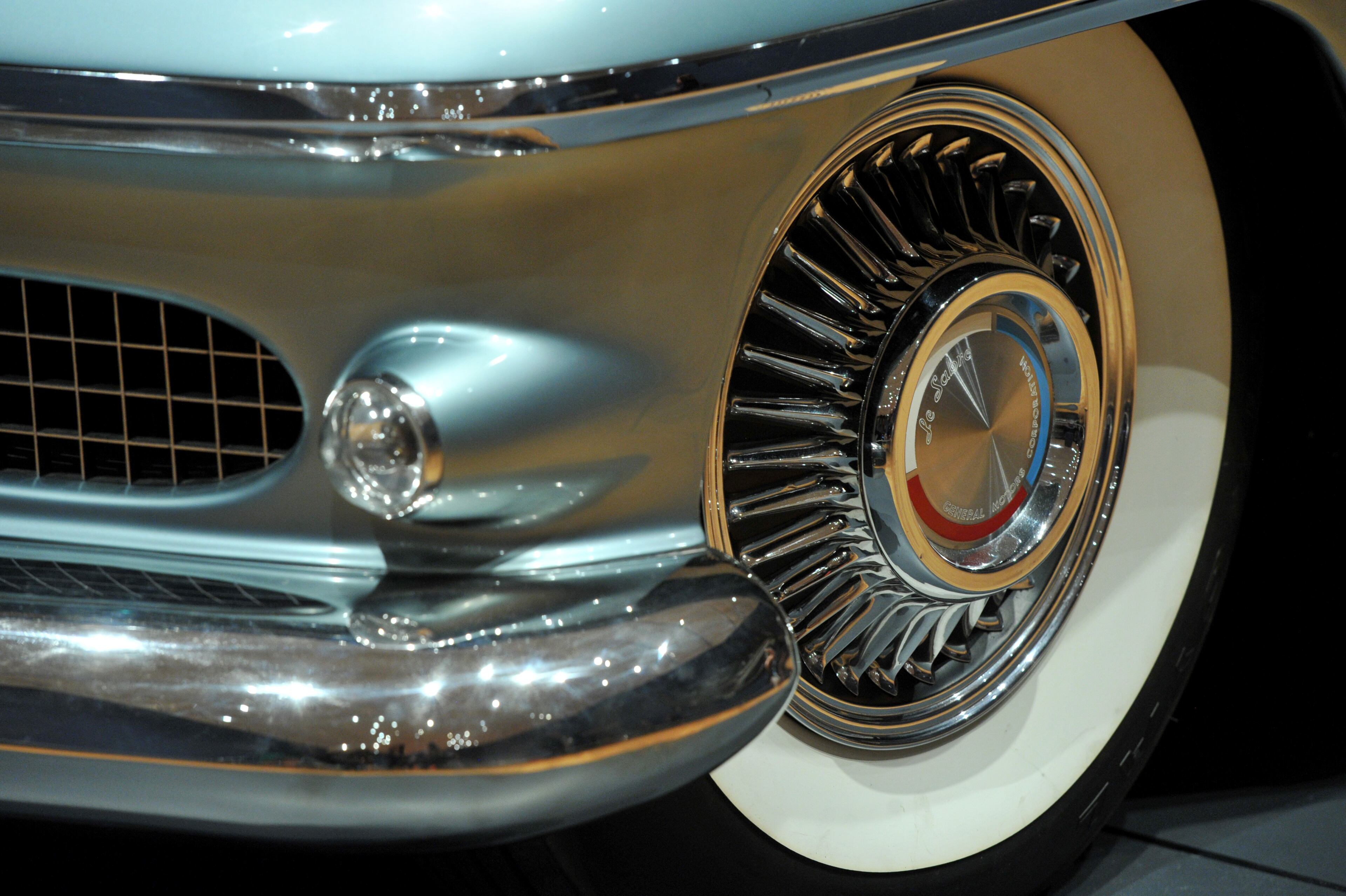 After the close of World War II, General Motors needed a new head-turning car. Sketches began in 1946, and by 1951 the result was the Le Sabre XP-8, a dazzling, high-tech concept two-seater that looked unlike anything else on the road. GM hailed the car as "a mobile experiment, a flexible project" in its promotional material, Experimental Laboratory On Wheels.