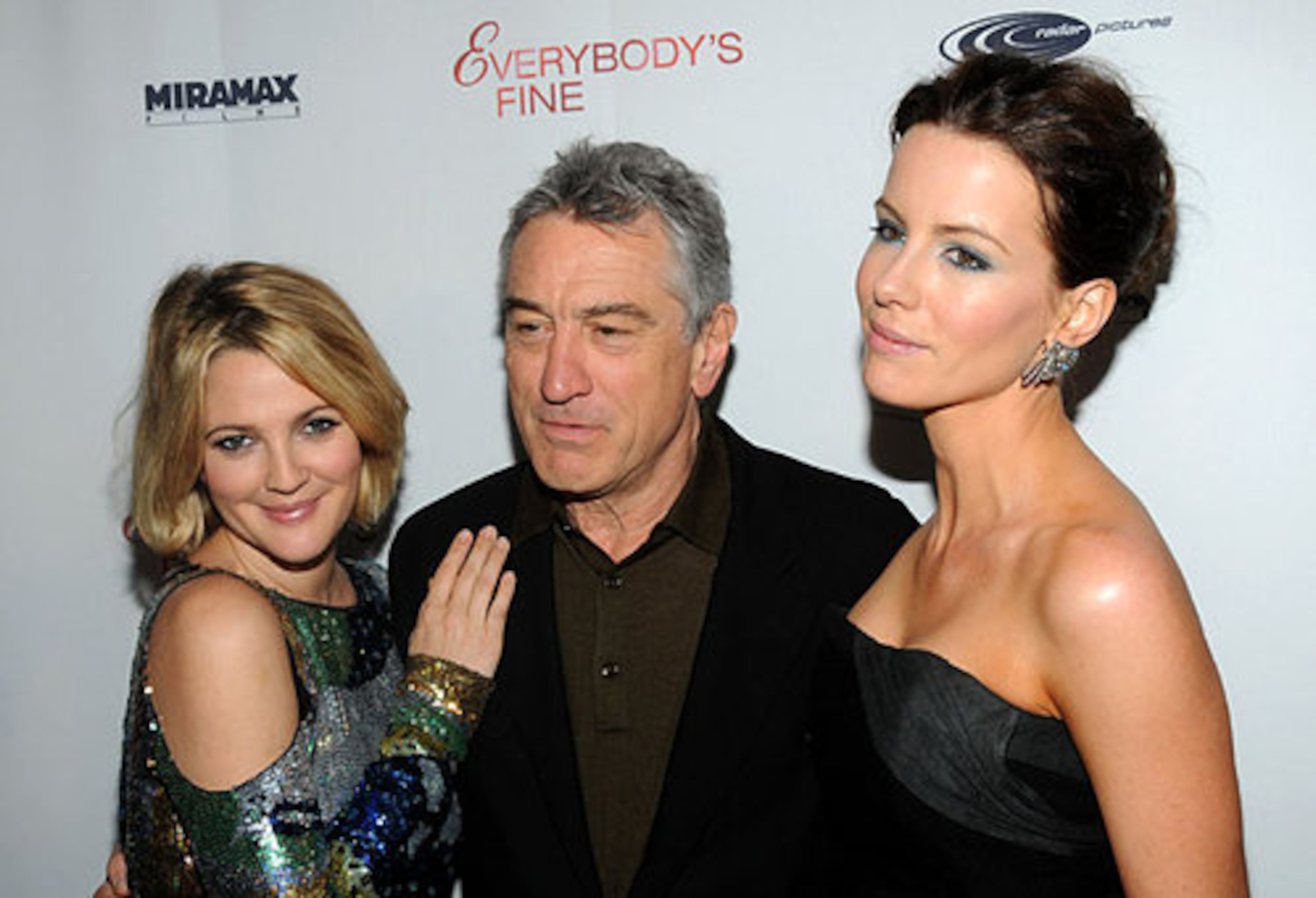 Actors Drew Barrymore, left, Robert De Niro, and Kate Beckinsale.
