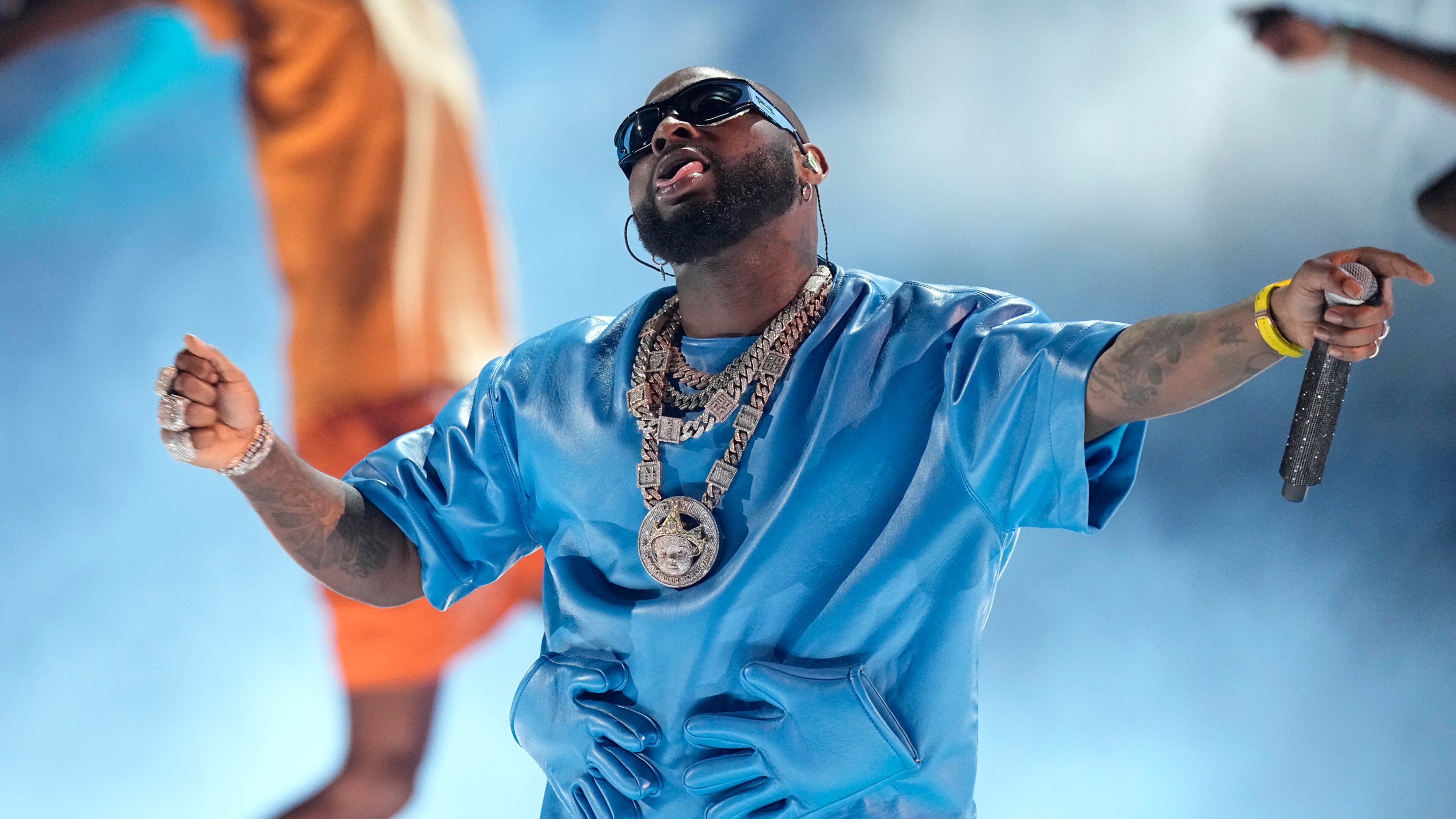 Davido performs a medley at the BET Awards on Sunday, June 25, 2023, at the Microsoft Theater in Los Angeles. (AP Photo/Mark Terrill)