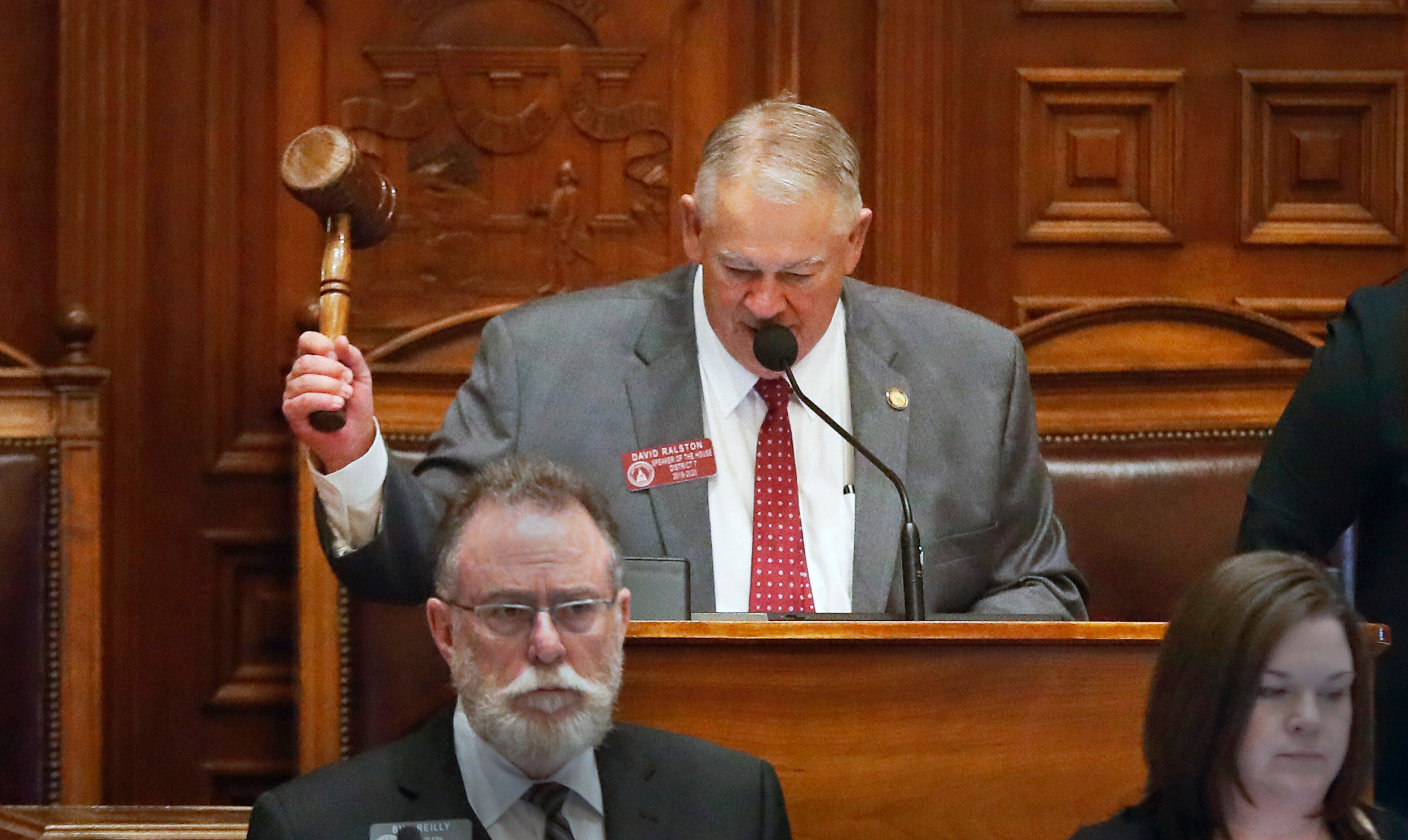 January 13, 2020 - Atlanta - House Speaker David Ralston adjourns the first day of the 2020 legislative session. The Georgia General Assembly started its 2020 session amid a backdrop of an election year. ACLU volunteers greeted lawmakers and offered copies of the constitution. Bob Andres / bandres@ajc.com