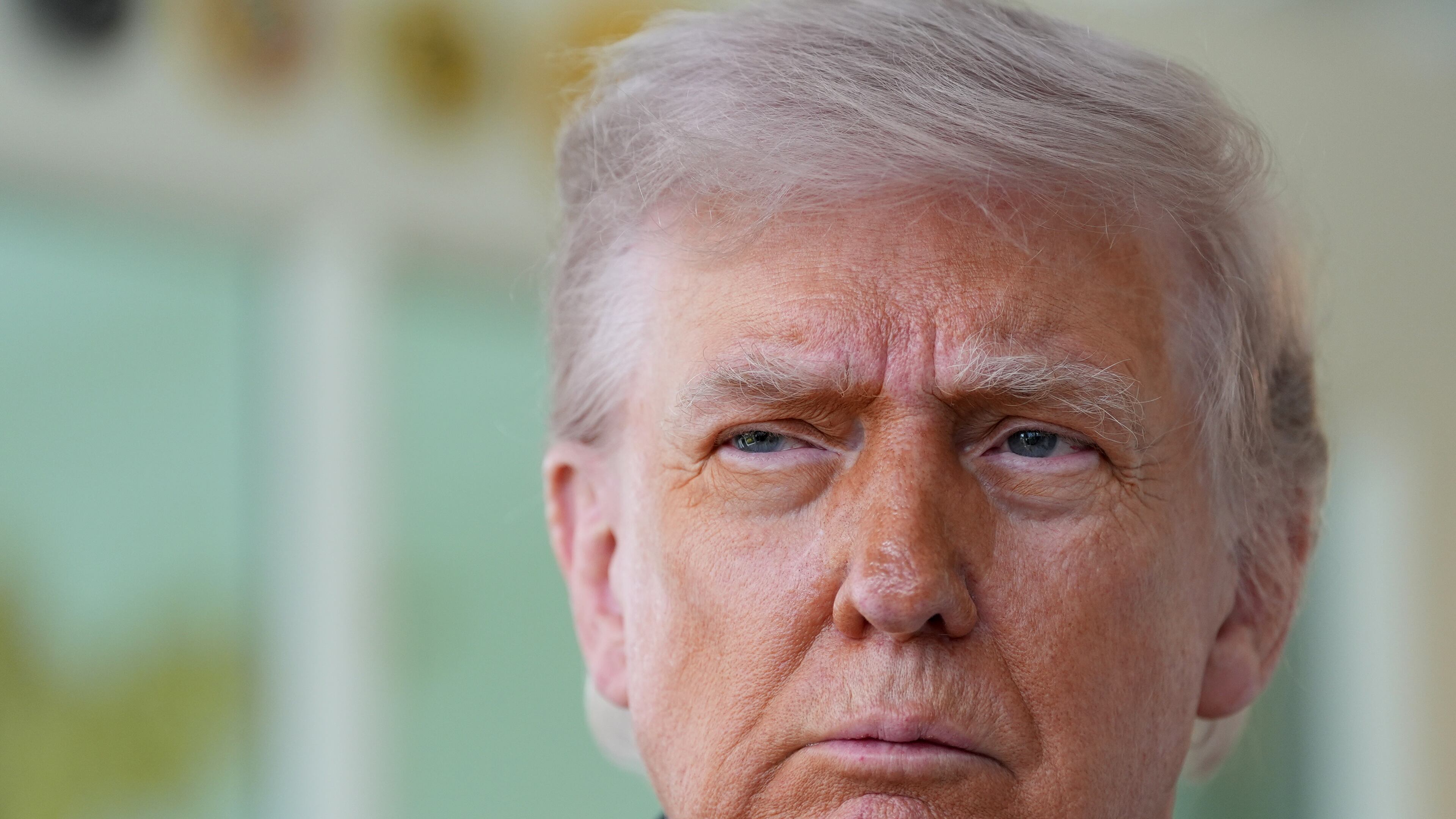 President Donald Trump speaks outside the Oval Office of the White House, Monday, April 13, 2026, in Washington. (AP Photo/Alex Brandon)