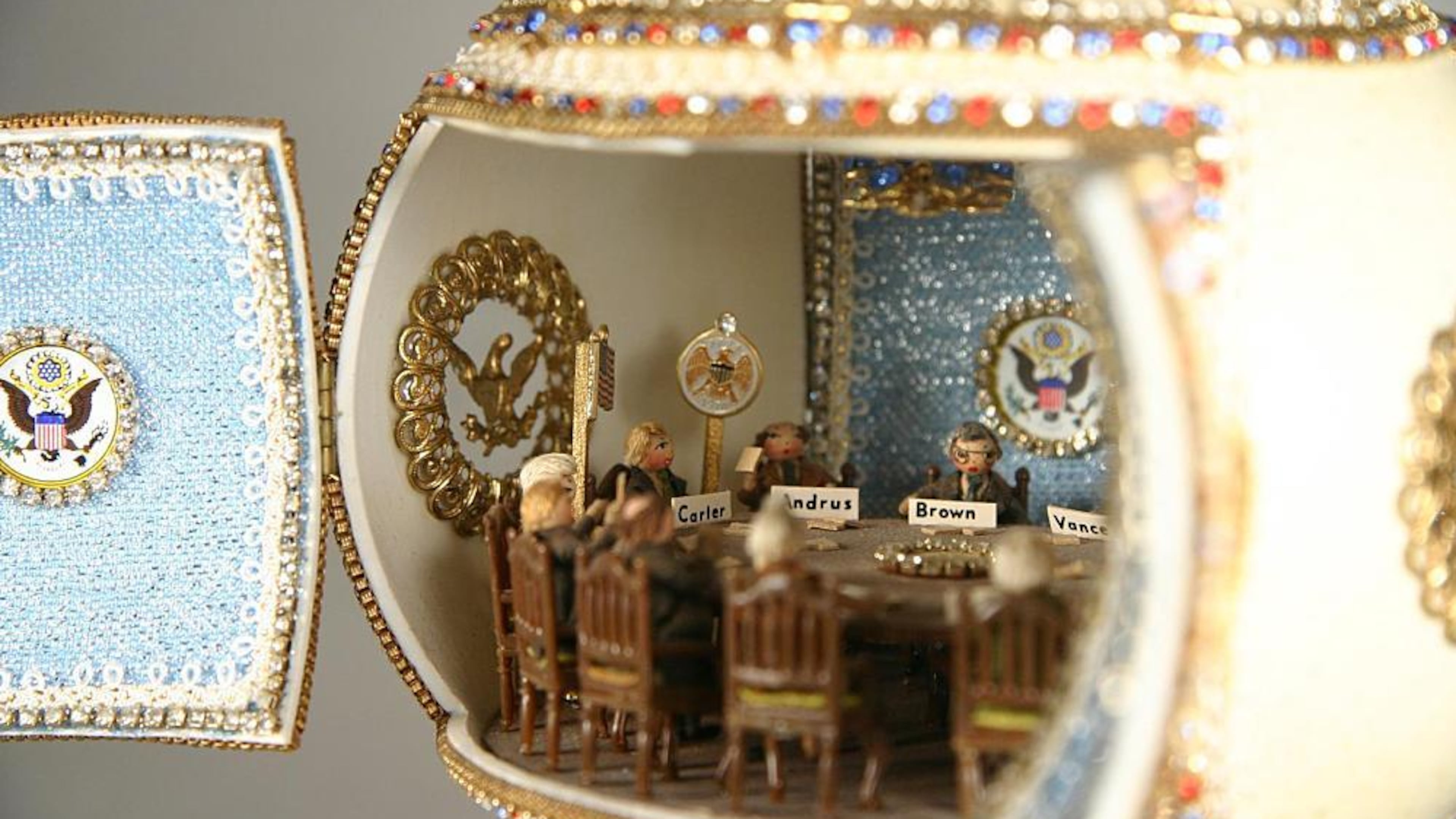 Eggs have long been gifted to Commanders in Chief but this intricately crated ostrich egg is one of the more folksy items ever gifted to former President Jimmy Carter.