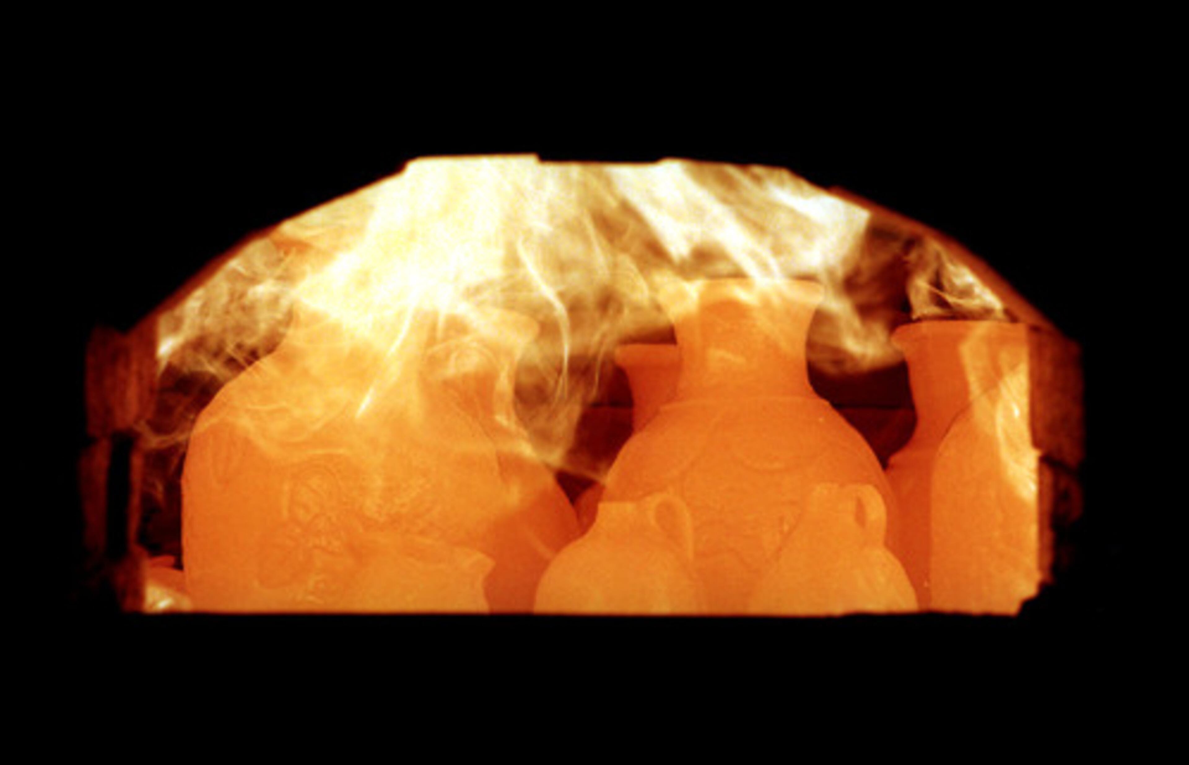 The view inside the wood-fired kiln at Hewell's Pottery in Gillsville.