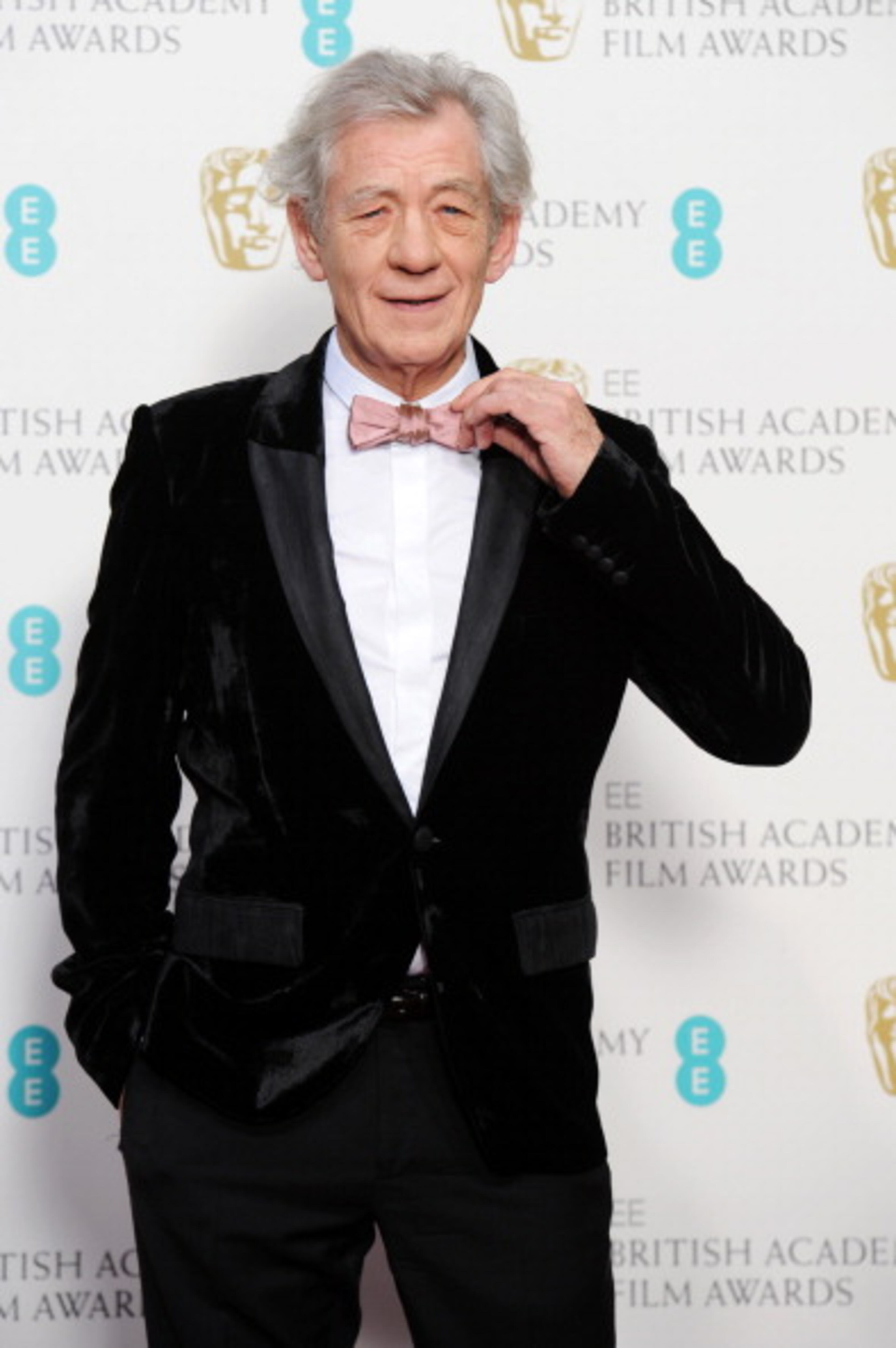 LONDON, ENGLAND - FEBRUARY 10: Sir Ian McKellen poses in the press room at The EE British Academy Film Awards 2013 at The Royal Opera House on February 10, 2013 in London, England. (Photo by Dave J Hogan/Getty Images)