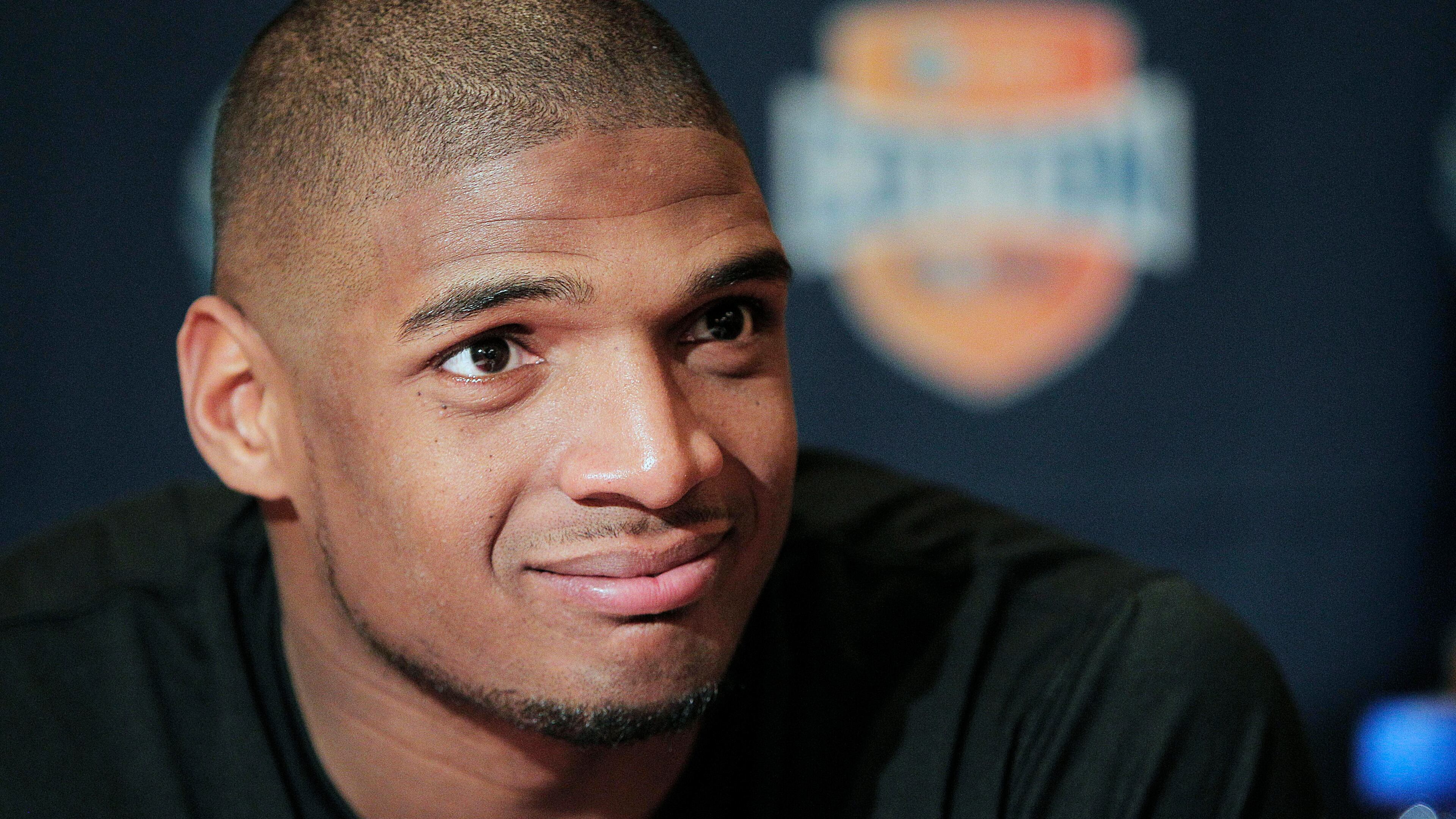 FILE - In this Jan. 1, 2014, file photo, Missouri senior defensive lineman Michael Sam speaks to the media during an NCAA college football news conference in Irving, Texas. Sam says he is gay, and he could become the first openly homosexual player in the NFL. (AP Photo/Brandon Wade, File) Michael Sam, who led the SEC in sacks last season, has announced he is gay. (AP photo)