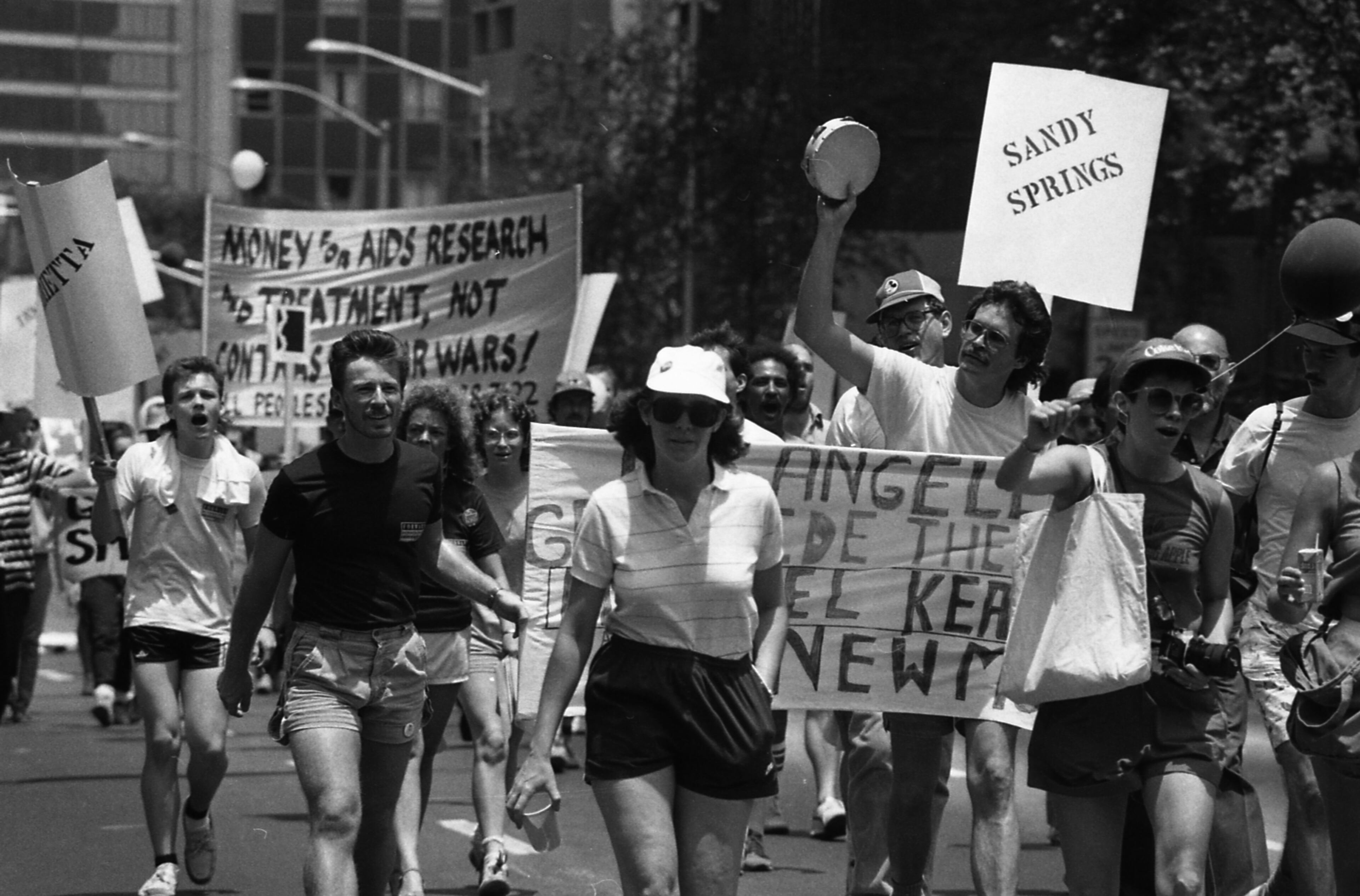 Participants in the 17th annual Gay Pride Parade, Peachtree Street, Atlanta, Georgia, June 21, 1986. (Atlanta Journal-Constitution Photographic Archives. Special Collections and Archives, Georgia State University Library.)