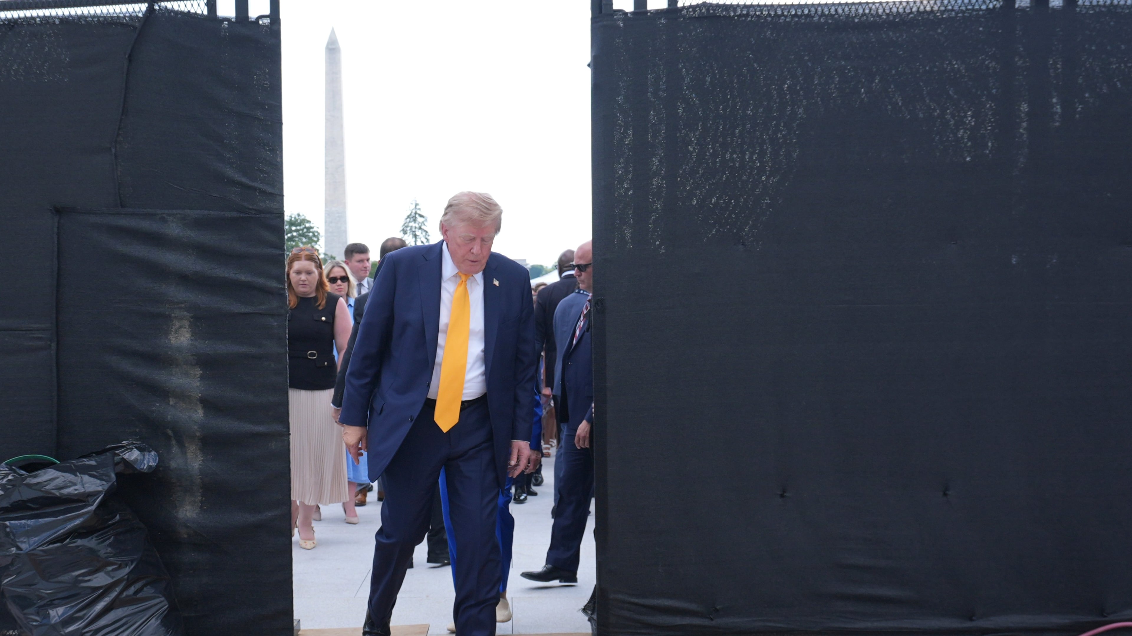 President Donald Trump walks after a back to school event in the Rose Garden of the White House, Monday, Aug. 24, 2026, in Washington. (AP Photo/Alex Brandon)