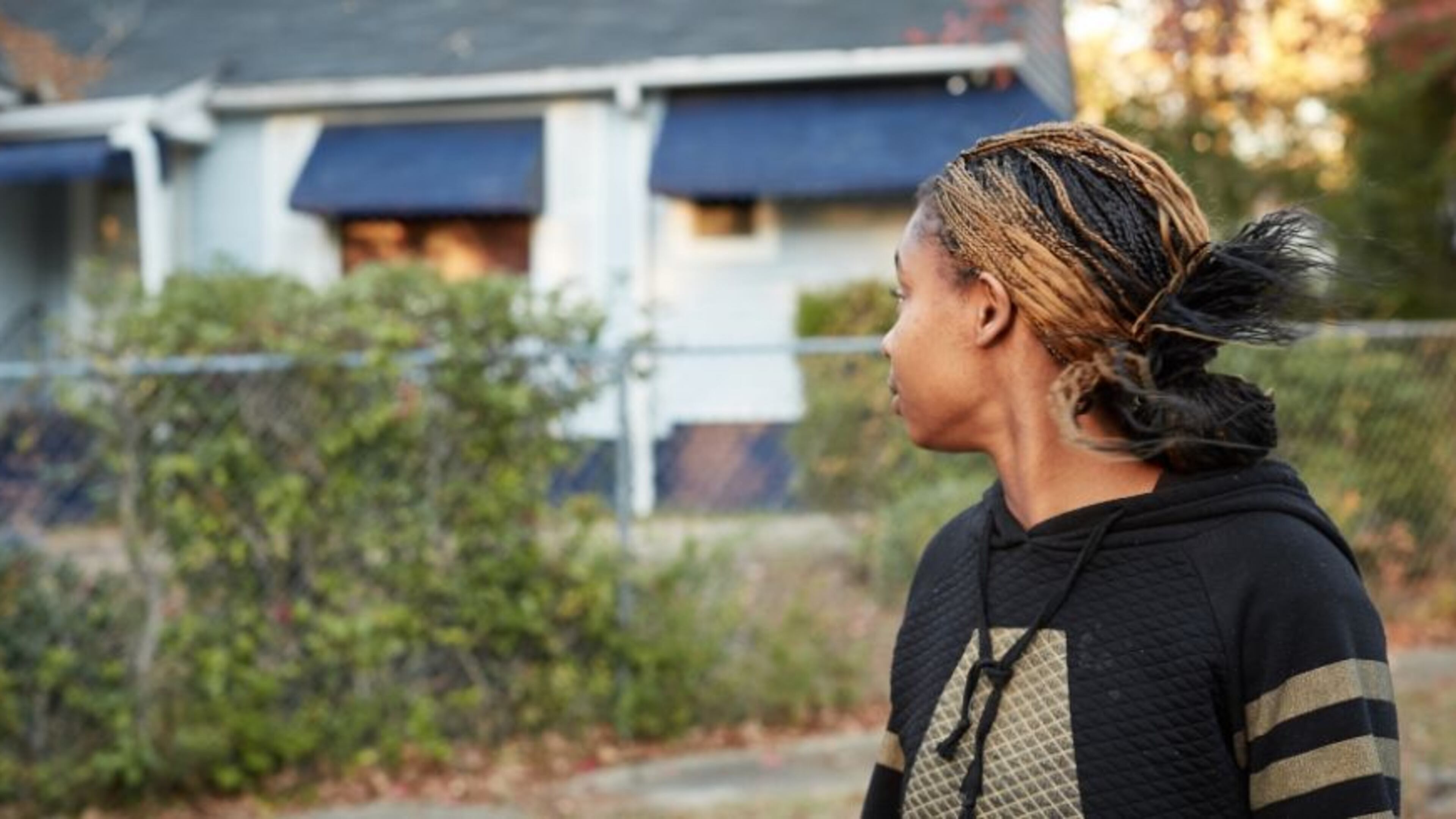 Cleopatra Harrison near the home where she group up. Image by: Nick Burchell. Courtesy of Cosmopolitan.