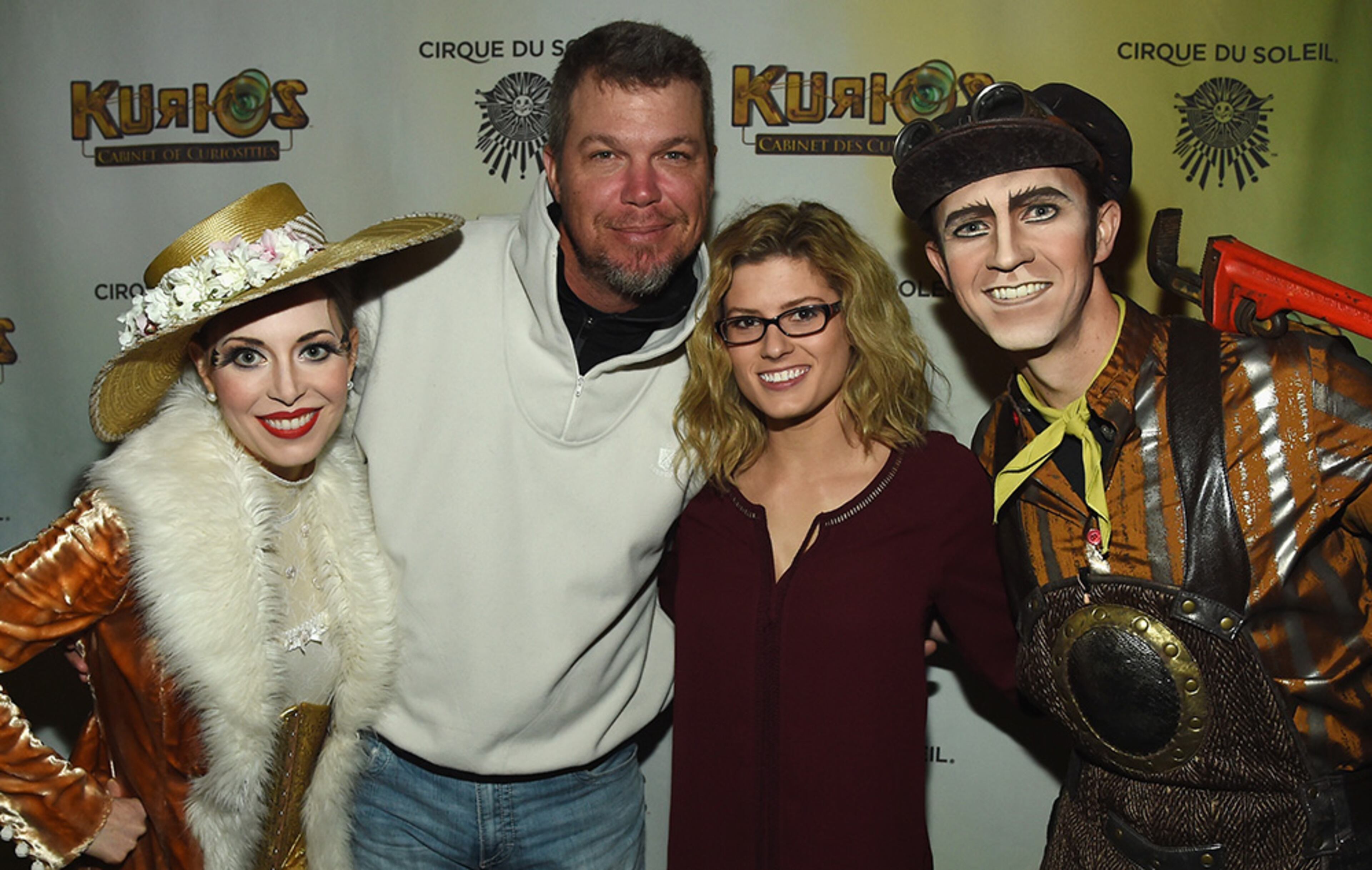 Chipper Jones, a Atlanta Braves special assistant, and his wife, Taylor Jones, join Cirque performers during the Atlanta Premiere Of Cirque du Soleil's Kurios - Cabinet Of Curiosities Thursday, March 3, 2016 in Atlanta. The show runs through May 8 at Atlantic Station.