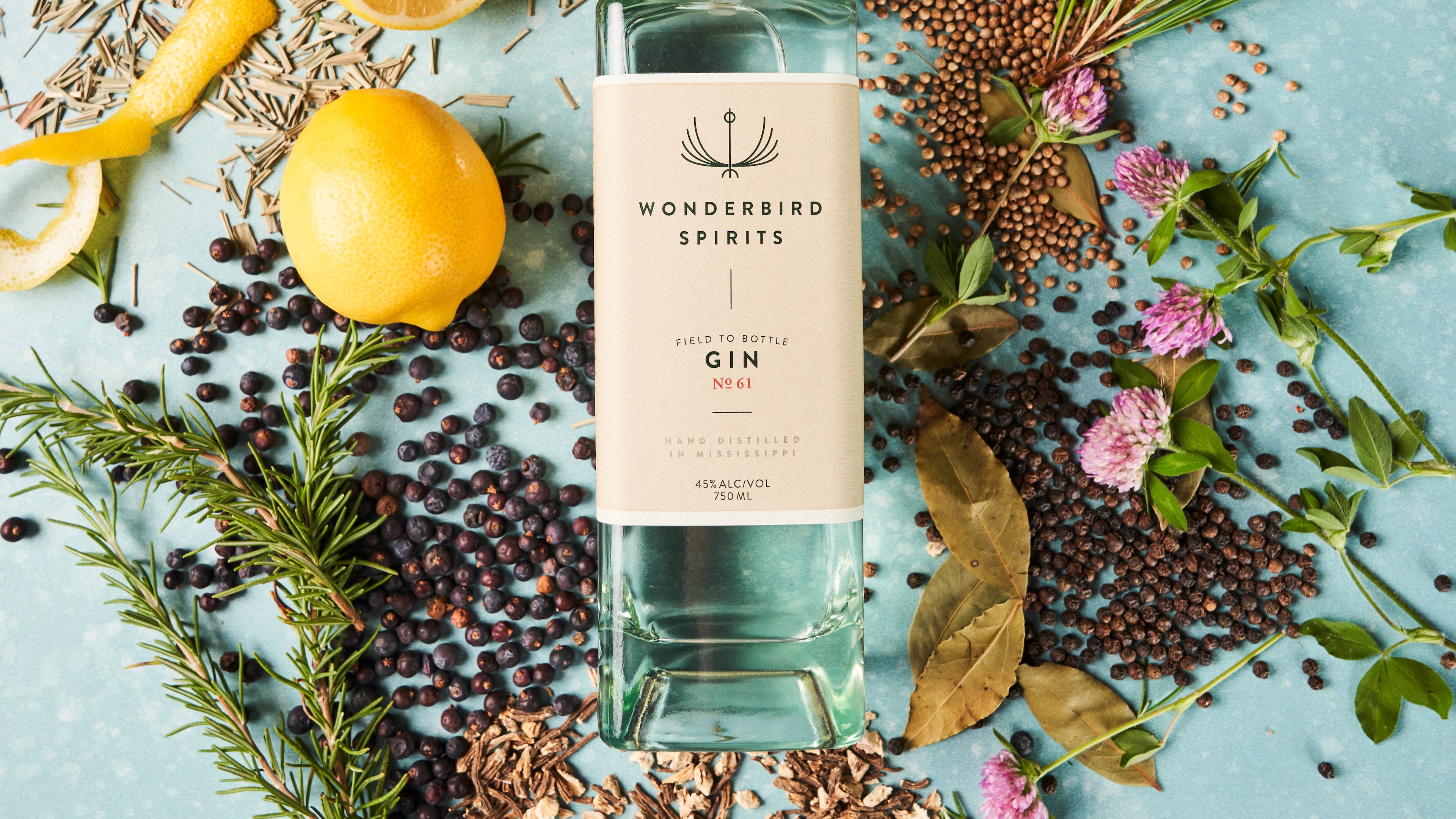 Wonderbird No. 61, with 10 individually vapor-distilled botanicals, is made in a process similar to that of sake. Courtesy of Wonderbird Spirits
