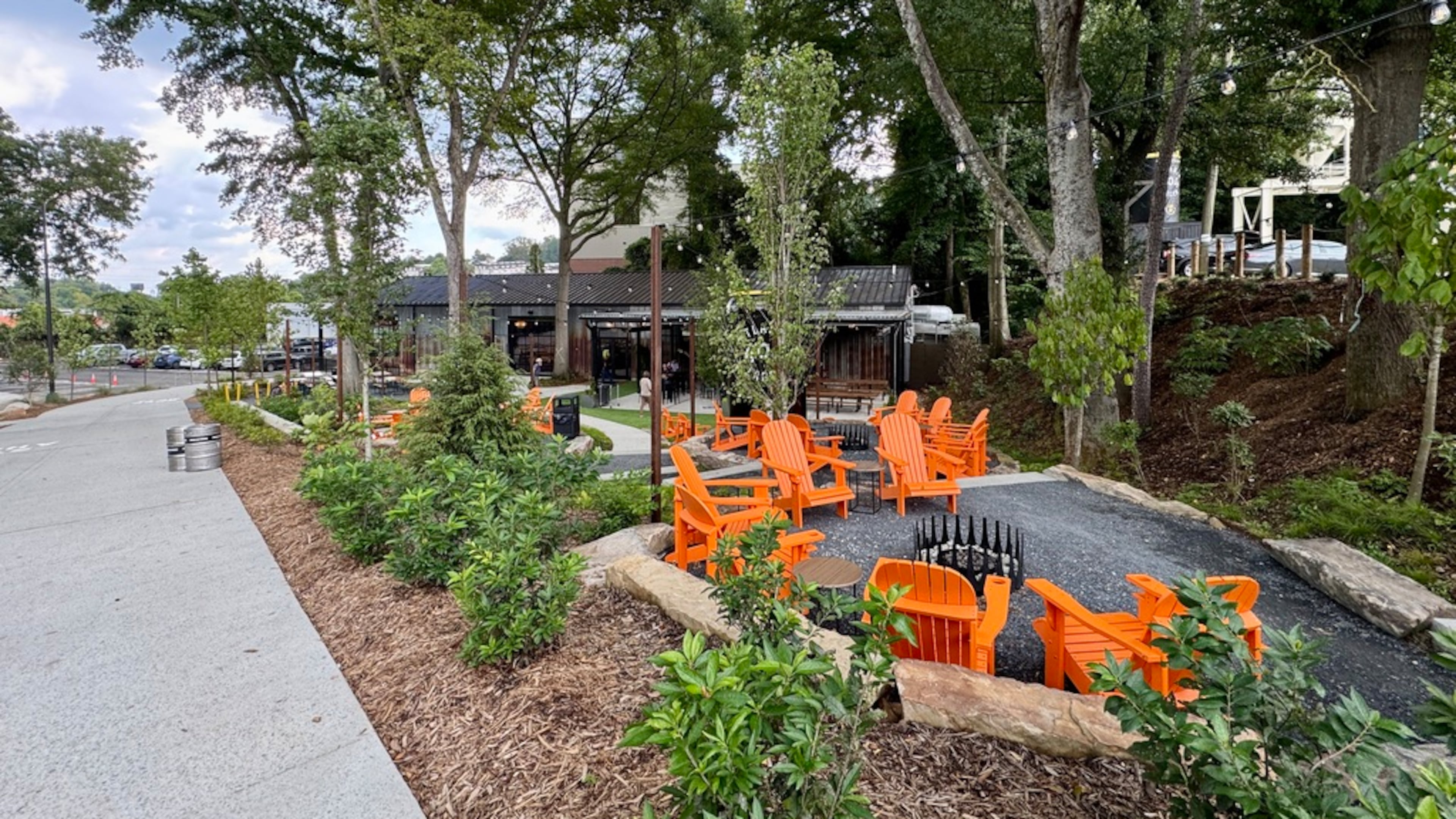 The outdoor space at Monday Night Brewing's West Midtown expansion, the Grove, fronts the Northwest Beltline Trail. (Courtesy of Wendell Weithers Photography)