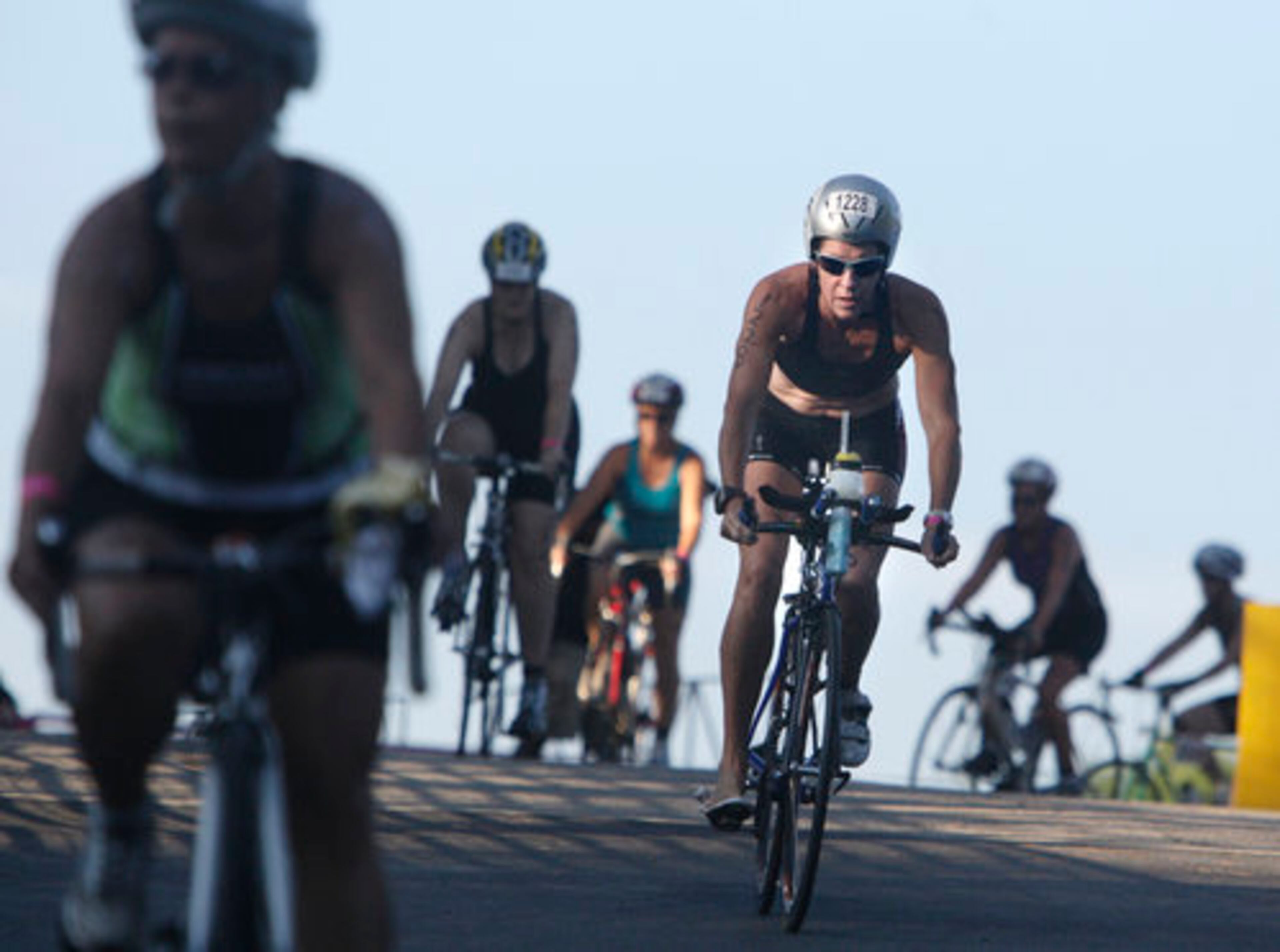 The bike race was an 18-mile course through rolling hills around the lake, and had to be completed within two hours.