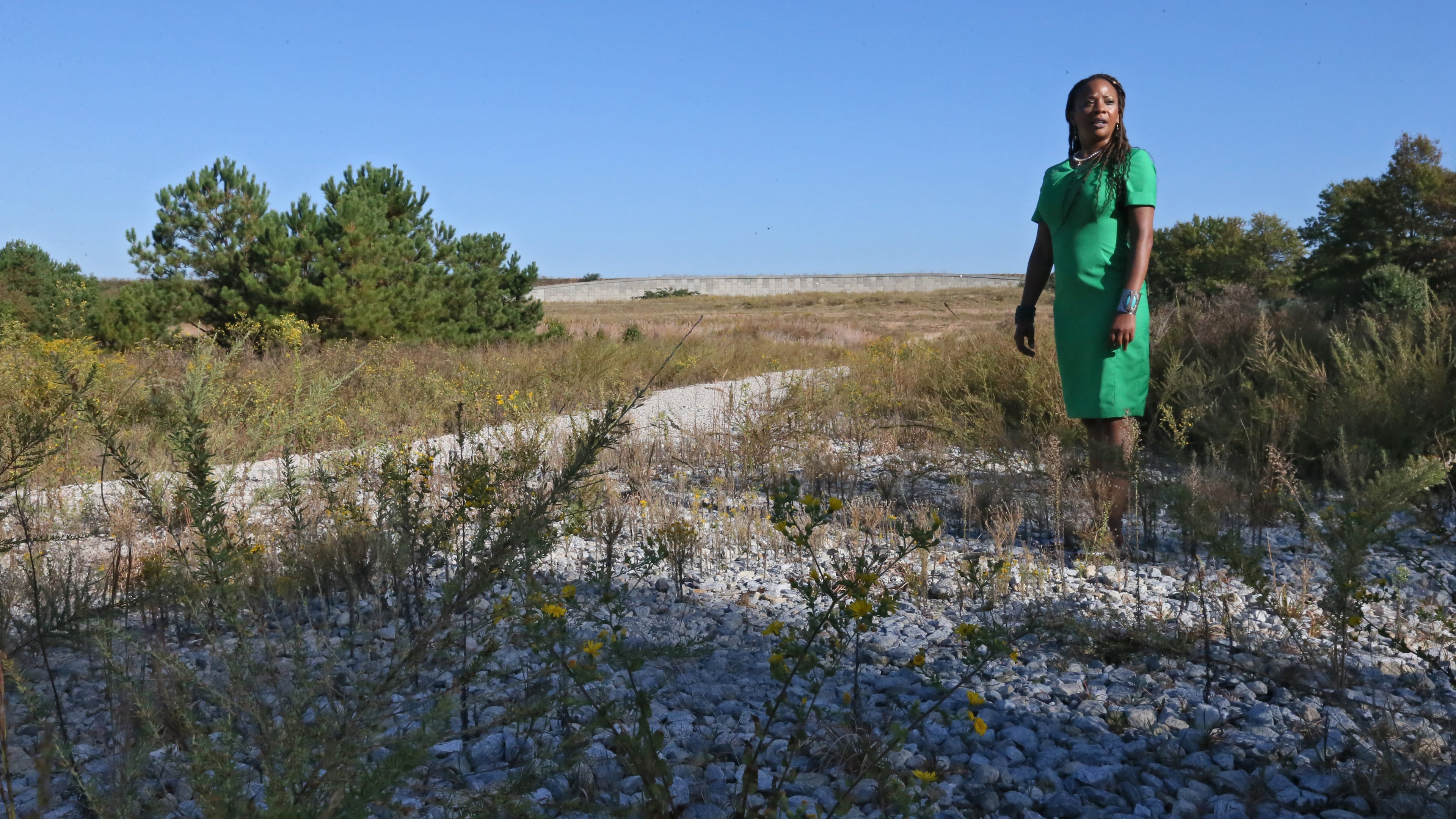 October 18, 2016 - Atlanta - Liza Milagro, the airport's senior sustainability leader, at the site of the future Green Acres airport composting and recycling facility. BOB ANDRES /BANDRES@AJC.COM