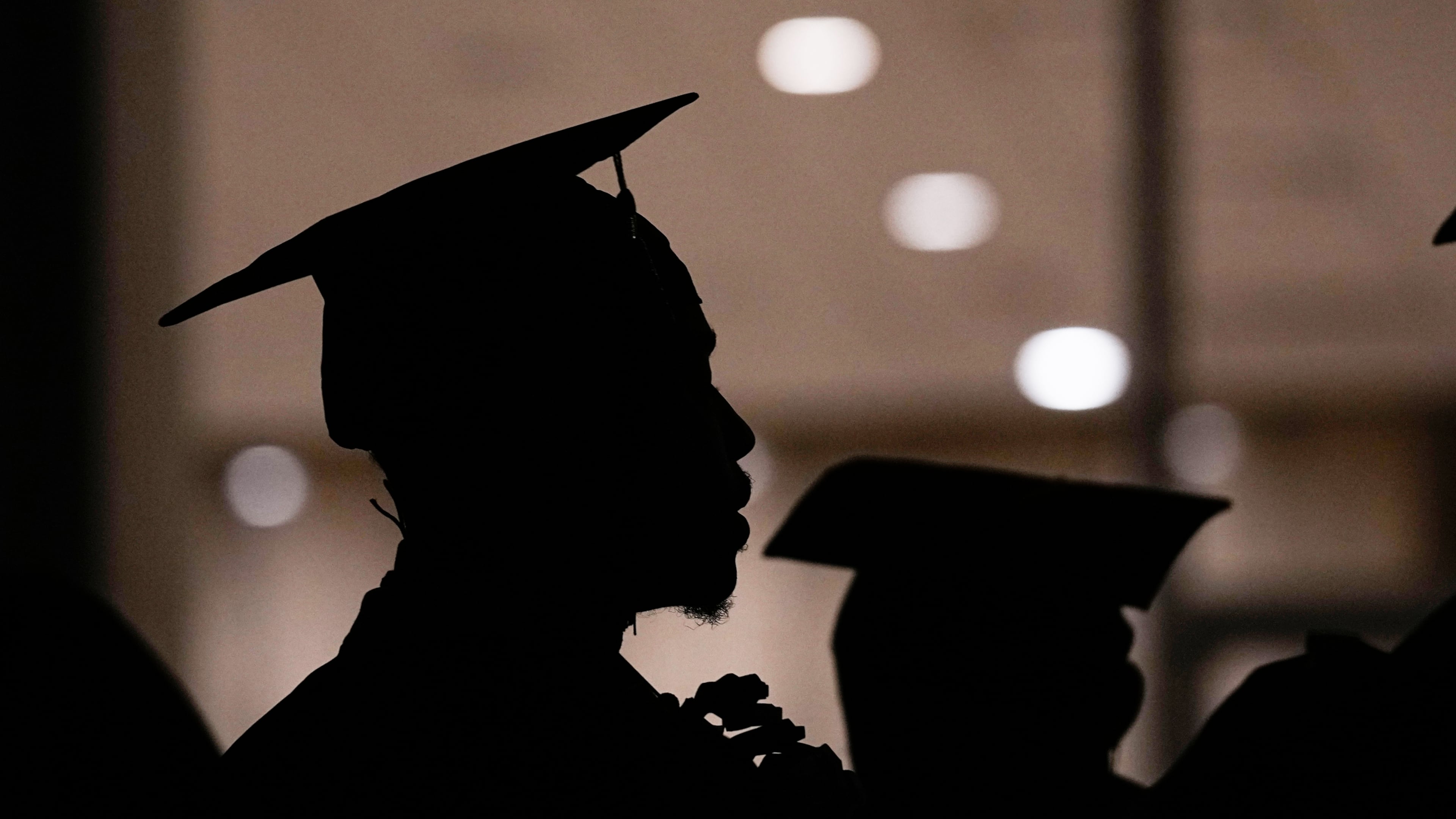 FILE - A Morehouse College student lines up before the school commencement, May 19, 2024, in Atlanta. (AP Photo/Brynn Anderson, File)