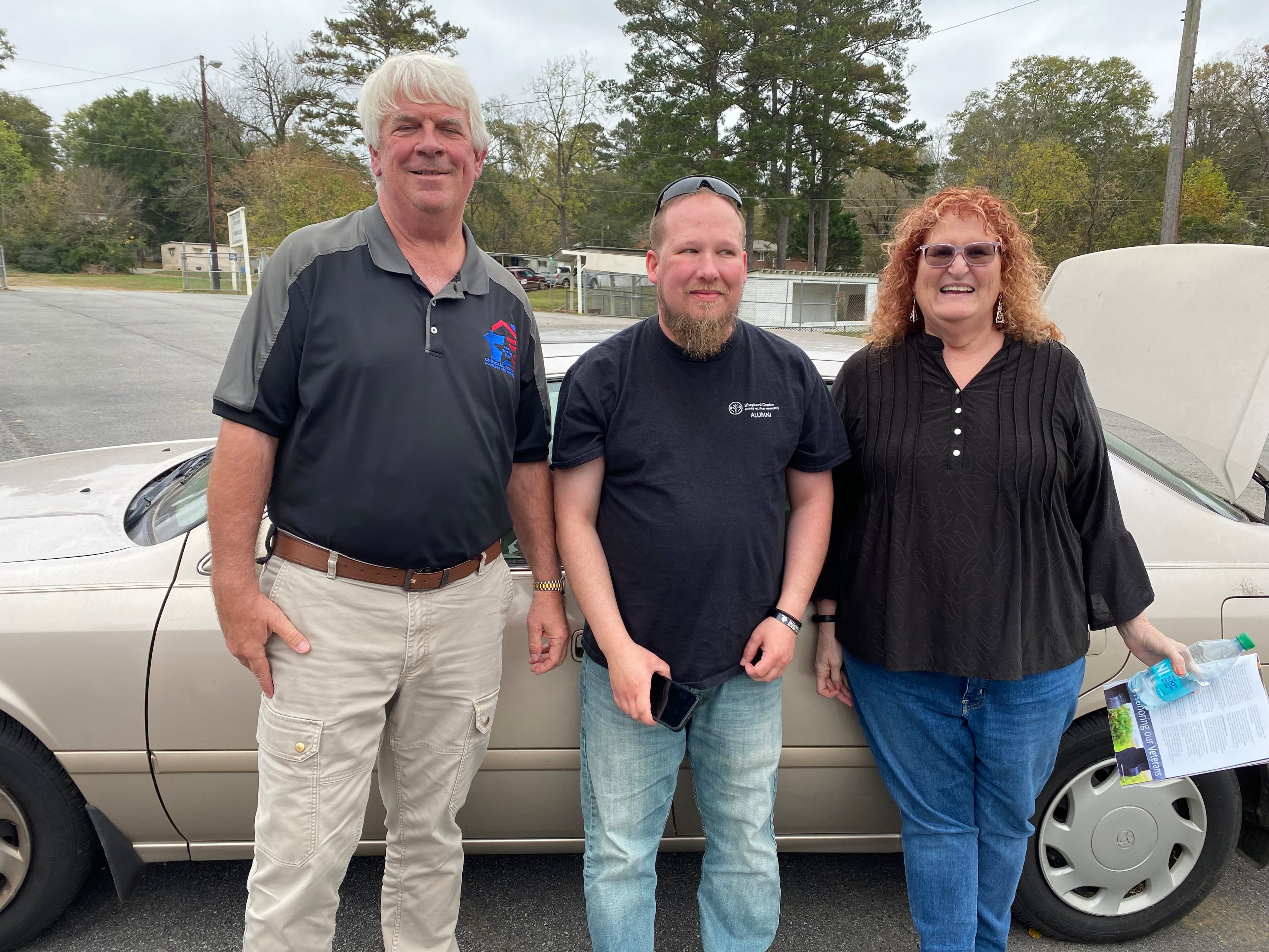 The Cherokee County Homeless Veterans Program has given away 73 vehicles to veterans in need since 2018. Jim Lindenmayer, left, is shown with happy veterans who just purchased a donated car for $1. (Courtesy of Jim Lindenmayer)