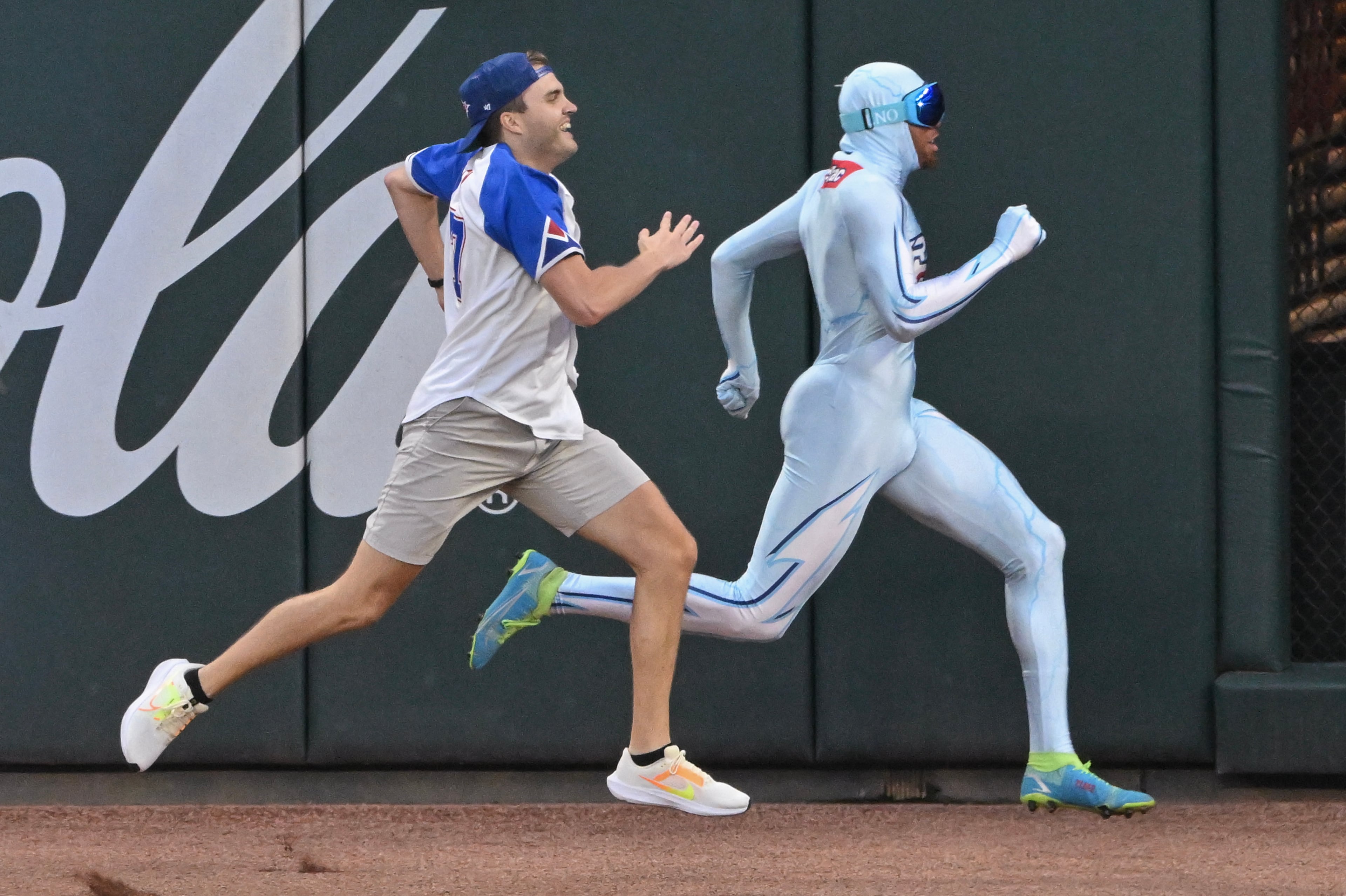 The Freeze dashes past a challengers in between innings of Game 4 of the MLB National League Division Series between the Atlanta Braves and the Los Angeles Dodgers, Wednesday, Oct. 7, 2026, in Atlanta. (Hyosub Shin/AJC)