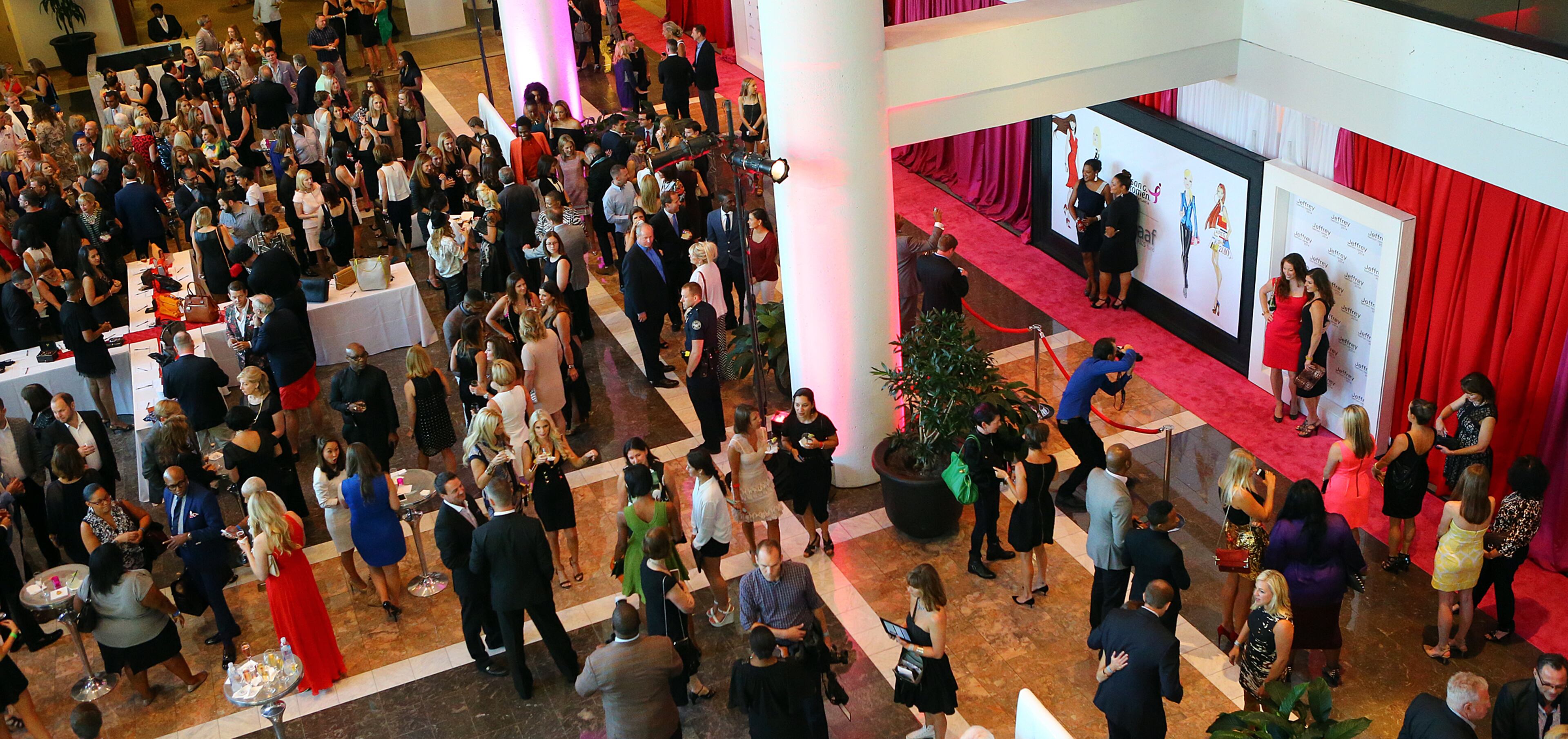 Guests mingle during red carpet arrivals for the Jeffrey Cares Fashion Show Monday, Aug. 25, 2014, in Atlanta. The show raises awareness and funds for its beneficiaries the Susan G. Komen for the Cure Greater Atlanta Affiliate and the Atlanta AIDS Fund. CURTIS COMPTON / CCOMPTON@AJC.COM