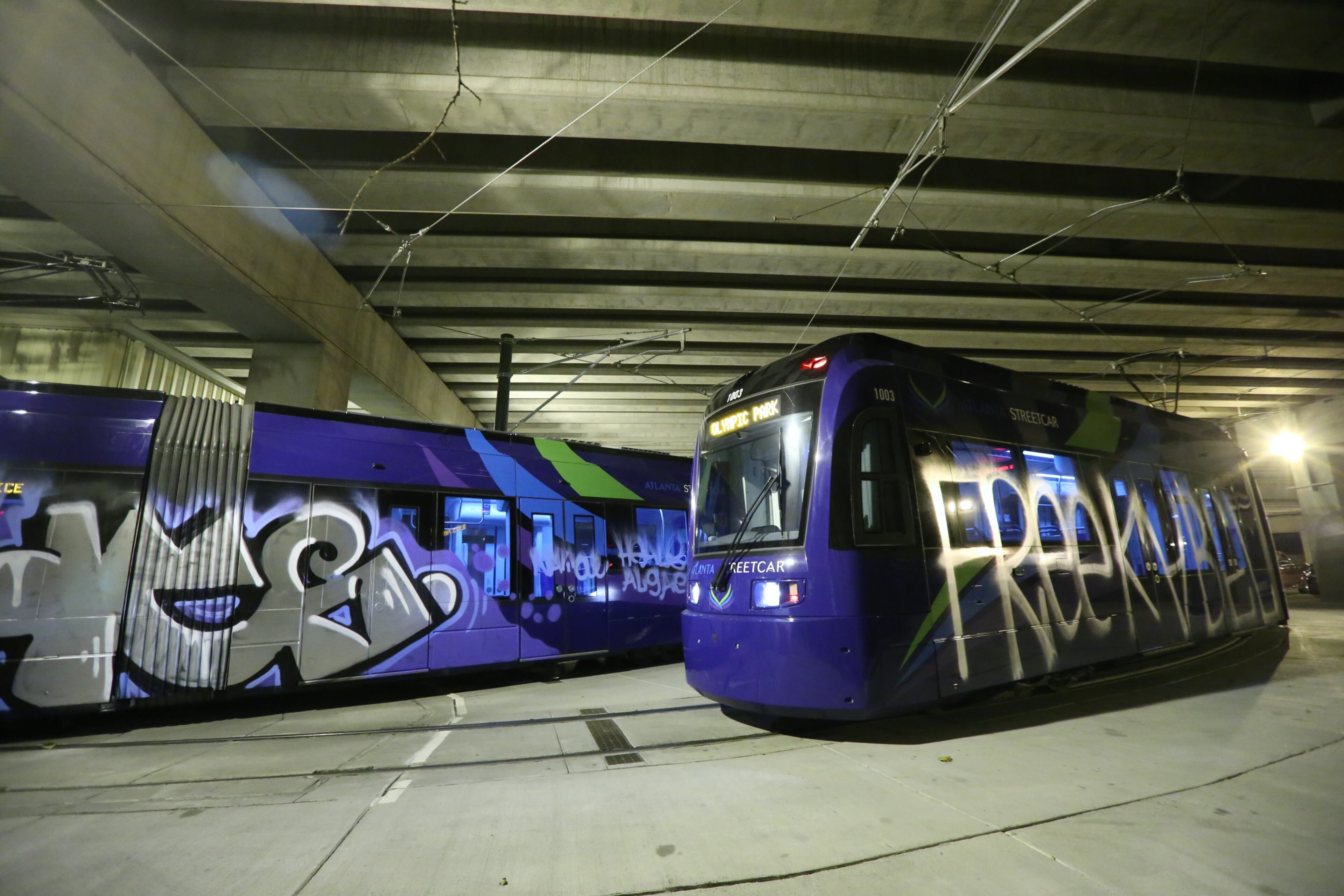 Police Tuesday were working to determine who vandalized several Atlanta streetcars overnight.The streetcars were spray painted with large graffiti while parked for the night at the streetcar maintenance barn under the Downtown Connector near Auburn and Edgewood avenues.The vandalism was reported to authorities about 3:30 a.m. Tuesday, according to Atlanta police dispatchers.