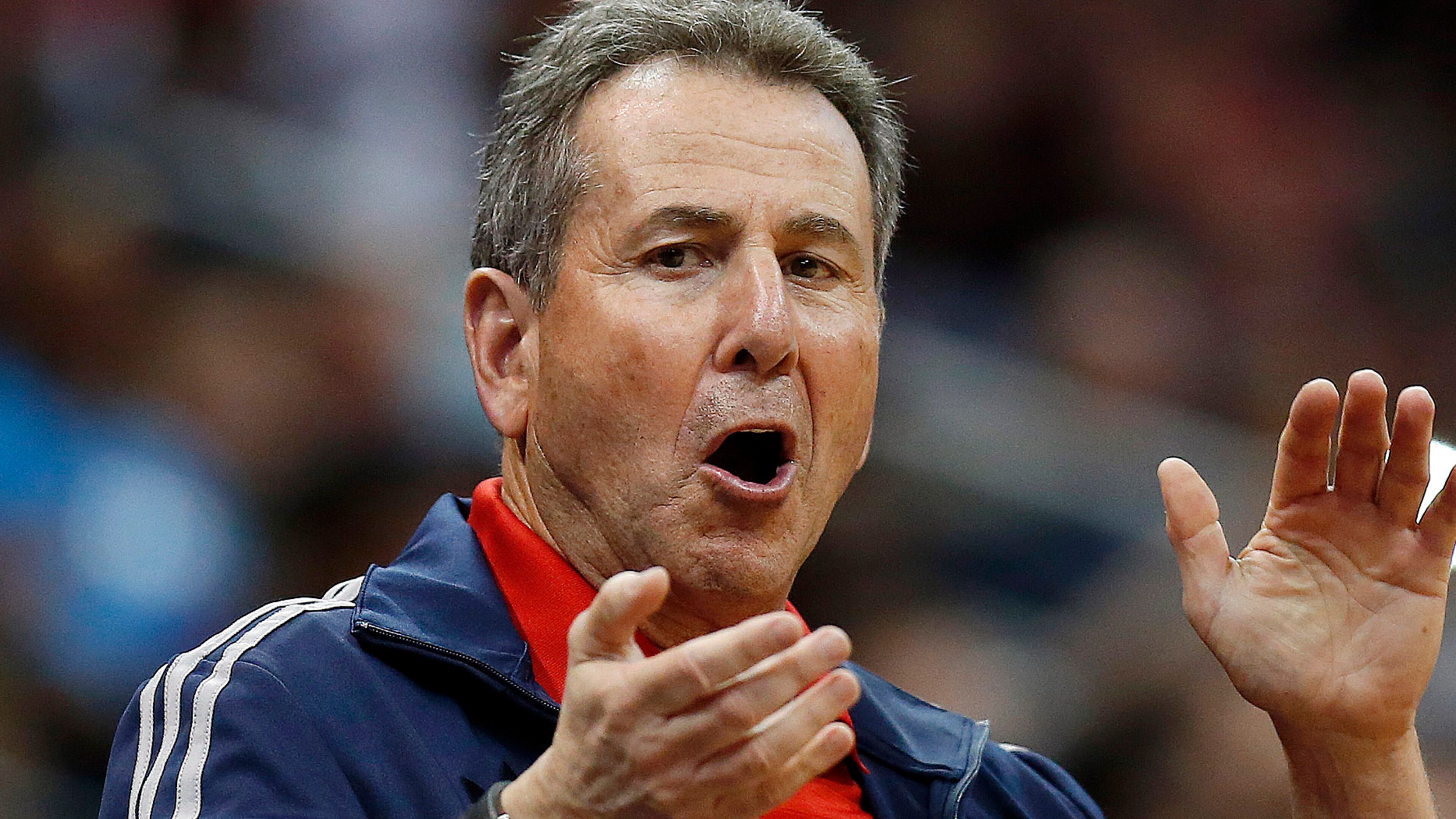 FILE - In this April 26, 2014, file photo, Atlanta Hawks co-owner Bruce Levenson cheers from the stands in the second half of Game 4 of an NBA basketball first-round playoff series against the Indiana Pacers in Atlanta. Levenson said Sunday, Sept. 7, 2014, he is selling his controlling interest in the team, in part due to an inflammatory email he said he wrote in an attempt "to bridge Atlanta's racial sports divide." (AP Photo/John Bazemore, File)