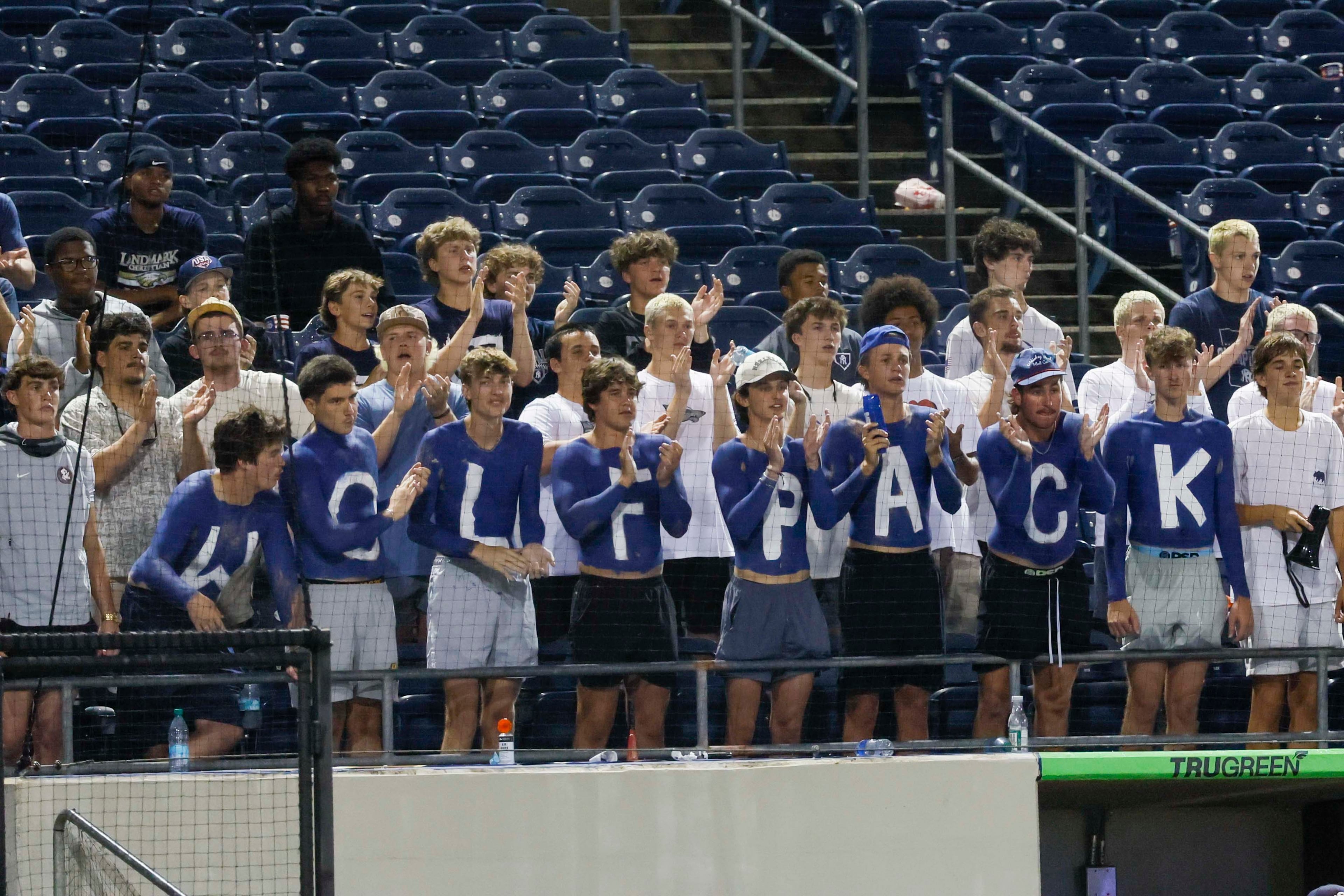 North Paulding Wolfpack fans react in the stands during Game 1 of the Class 6A GHSA Baseball State Championship Series at Gwinnett Field, Tuesday, May 26, 2026, in Lawrenceville, Ga. (Miguel Martinez/AJC)