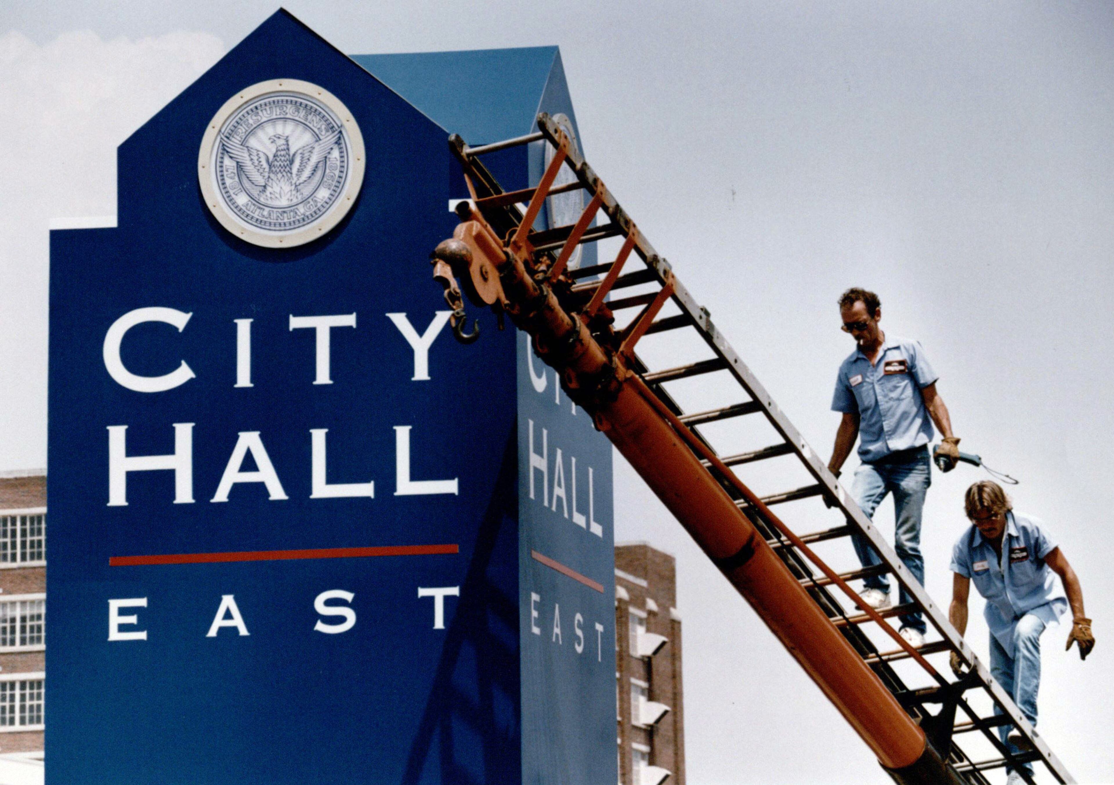 In 1991, Mayor Maynard Jackson purchased the building and remade it into City Hall East, seen here in 1993. As a municipal building, it housed police and fire department offices, as well as an art gallery. Over time, however, the building would fall vacant yet again. (AJC file)