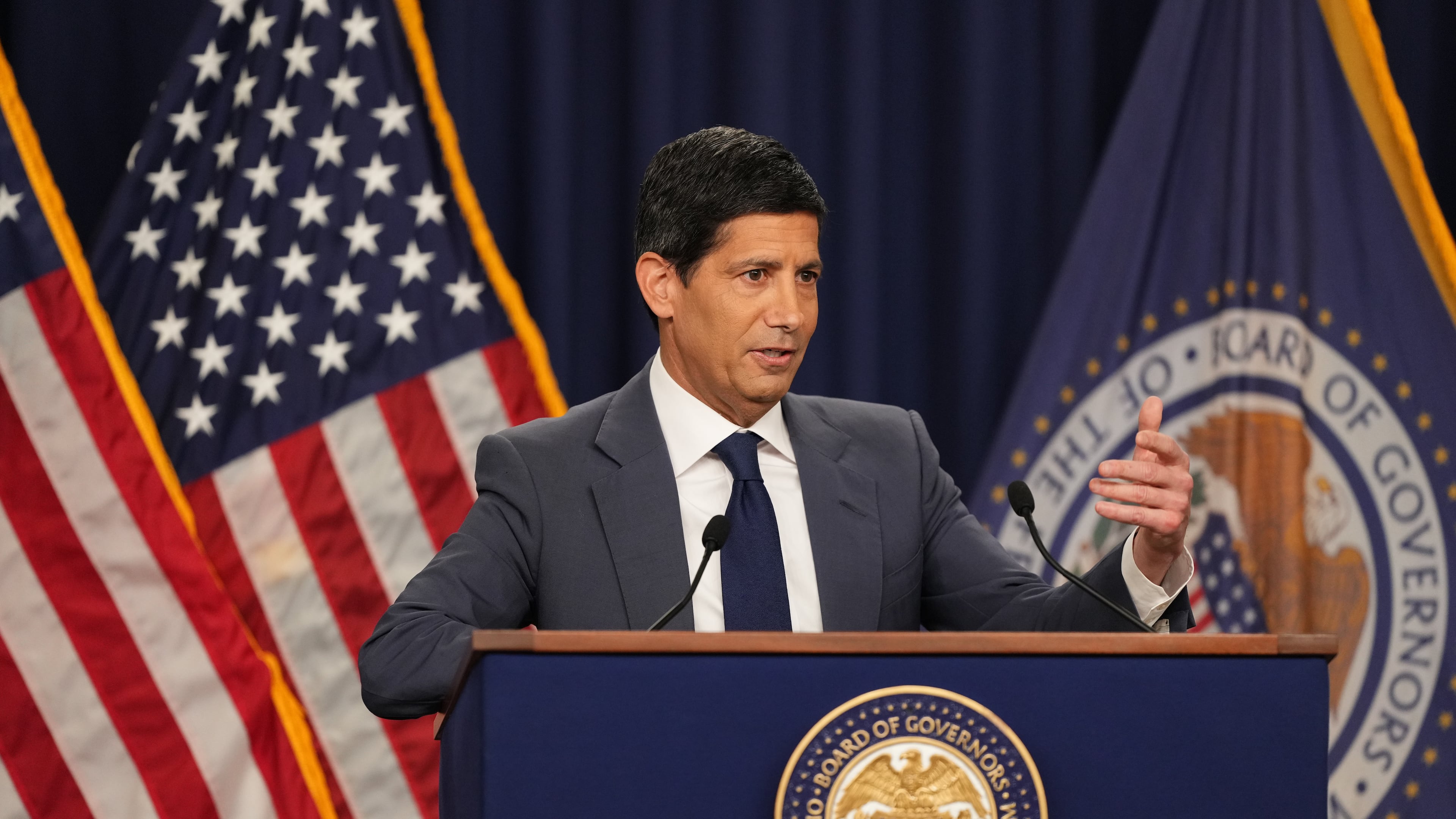 Federal Reserve Board Chairman Kevin Warsh speaks during a news conference at the Federal Reserve, Wednesday, Oct. 28, 2026, in Washington. (AP Photo/Julia Demaree Nikhinson)