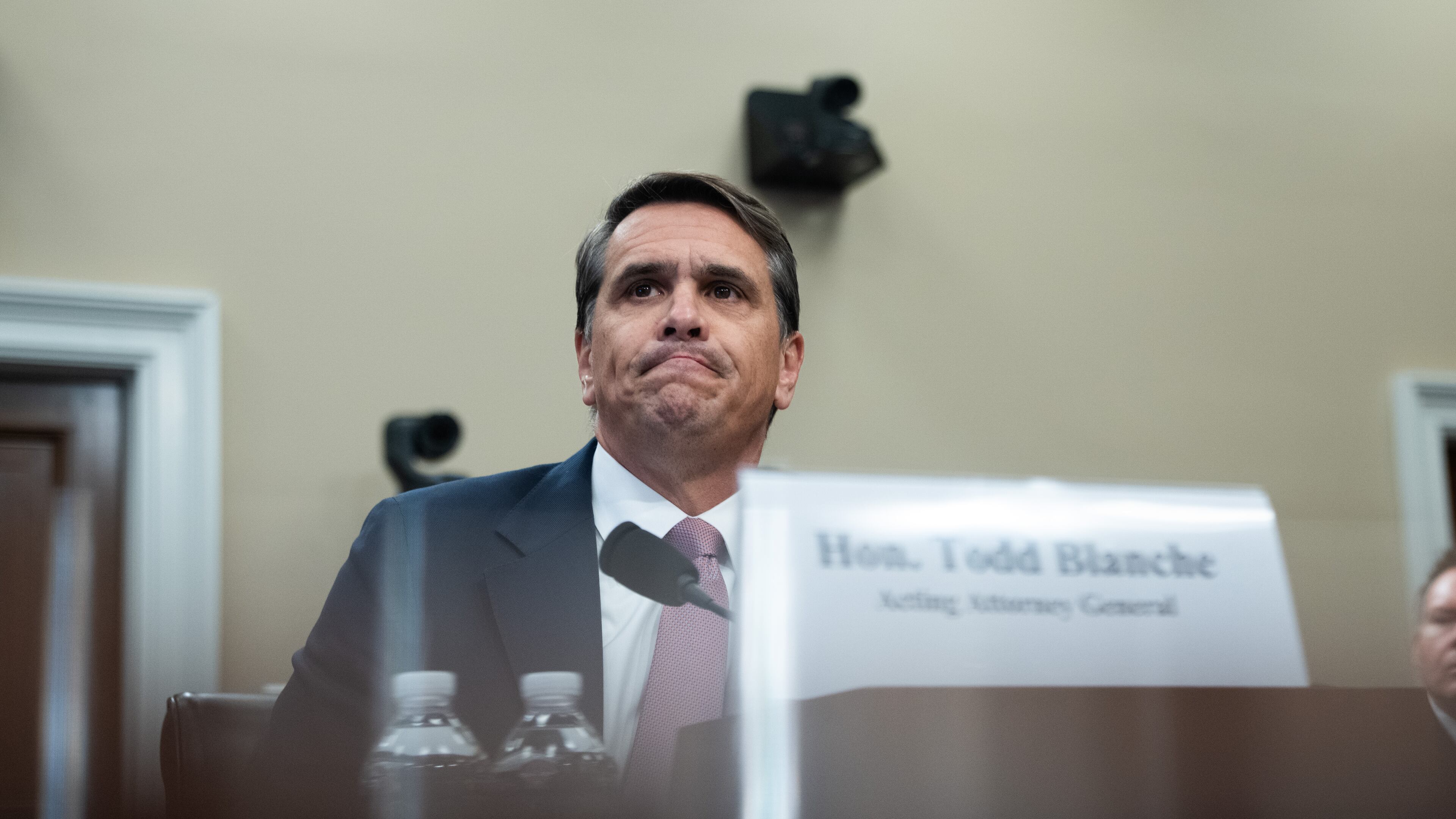 Acting Attorney General Todd Blanche testifies before the House Appropriations Committee, Tuesday, June 2, 2026 in Washington. (AP Photo/Allison Robbert)