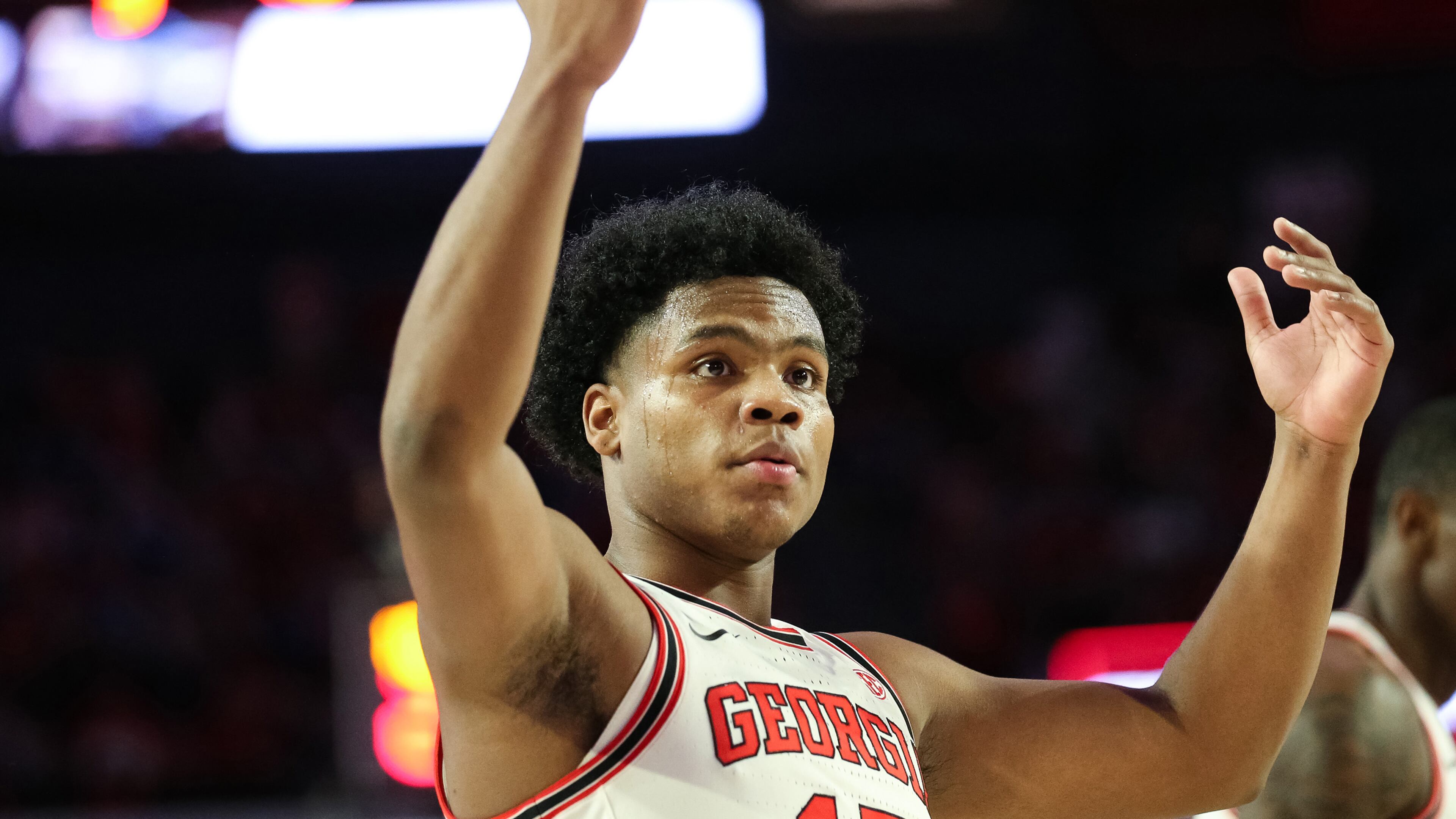 Sahvir Wheeler (15) of the Georgia Bulldogs reacts to a call during the first half of a game against the Kentucky Wildcats at Stegeman Coliseum on January 7, 2020 in Athens, Georgia. (Carmen Mandato/Getty Images/TNS)